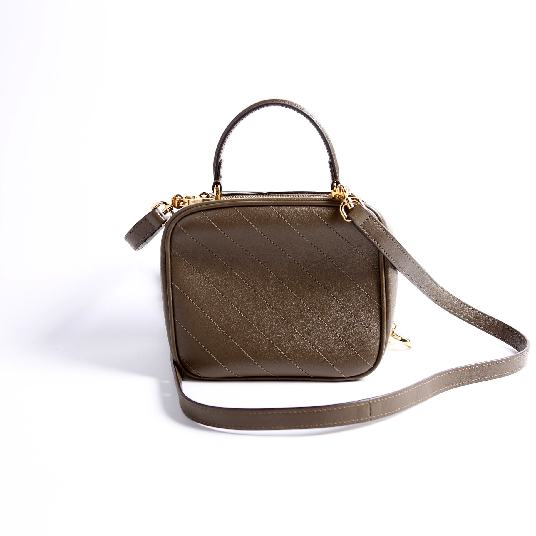 Gucci Blondie Leather Khaki Top Handle Travel Bag