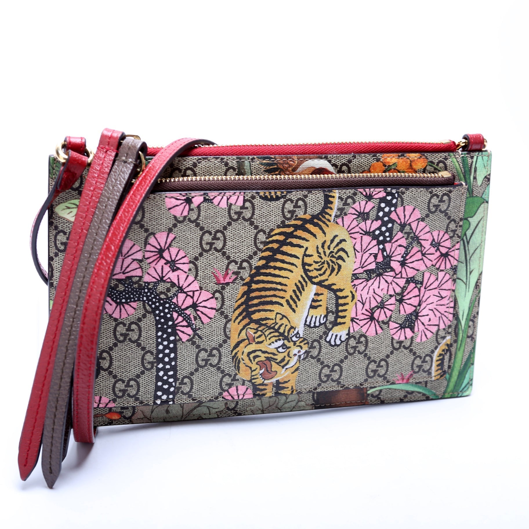 Gucci GG Supreme Tian Bengal Double Red Shoulder Bag