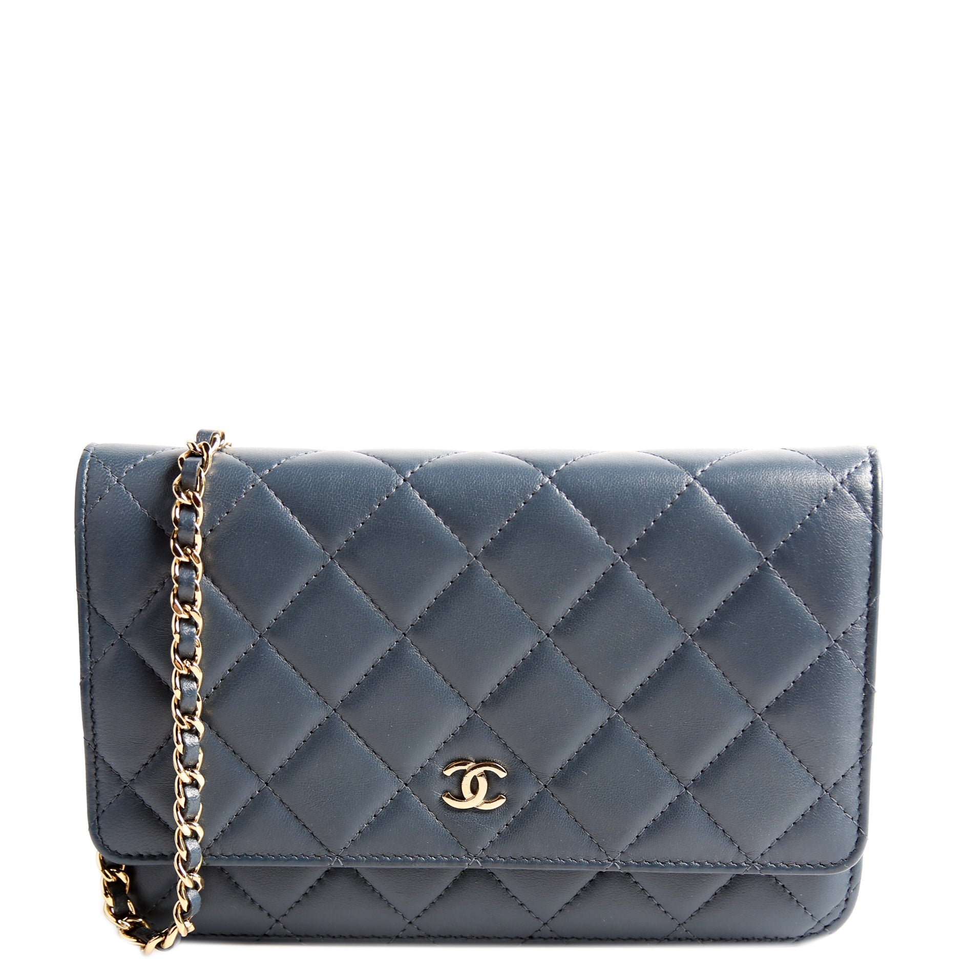 Chanel WOC Classic Quilted Lambskin Navy Clutch Bag