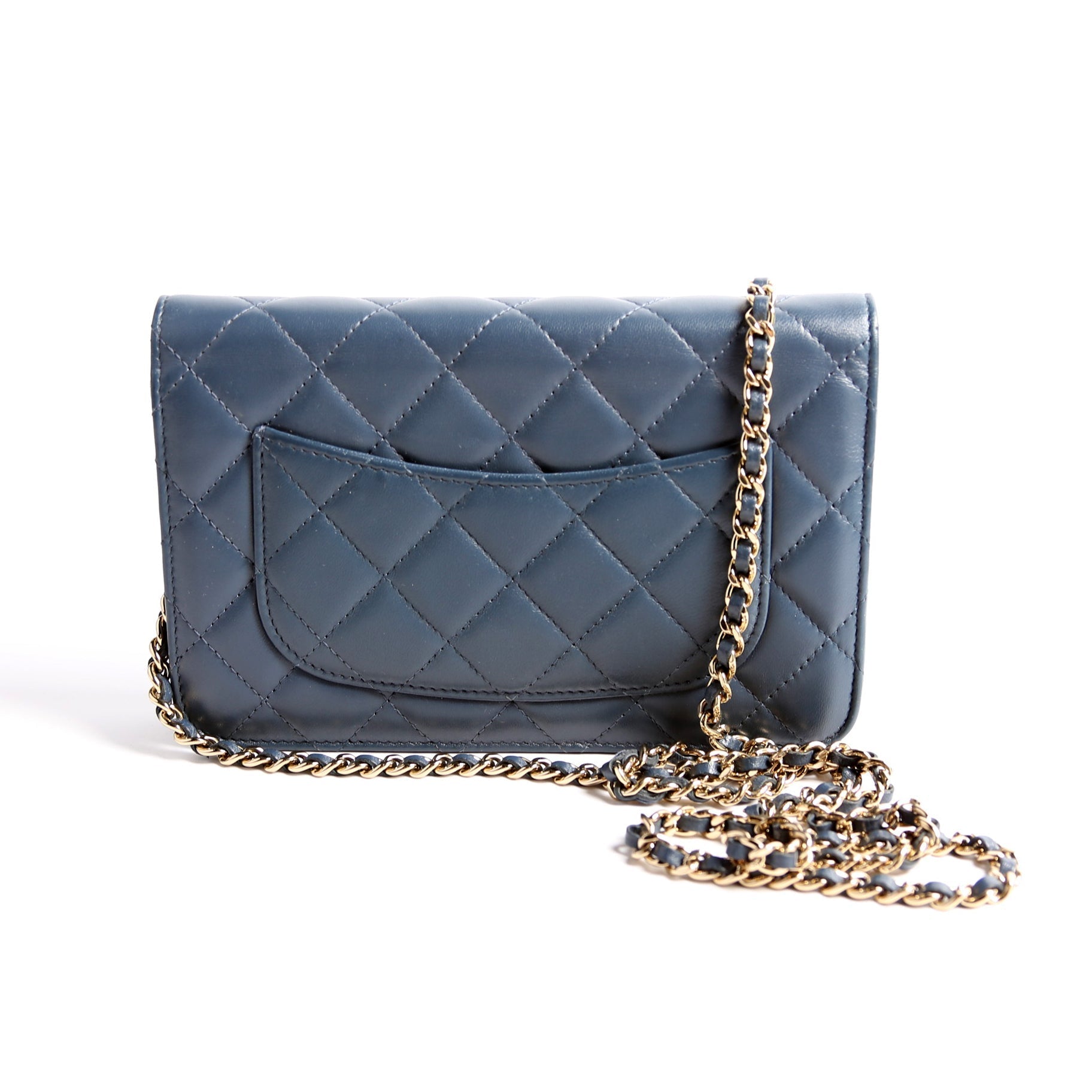 Chanel WOC Classic Quilted Lambskin Navy Clutch Bag