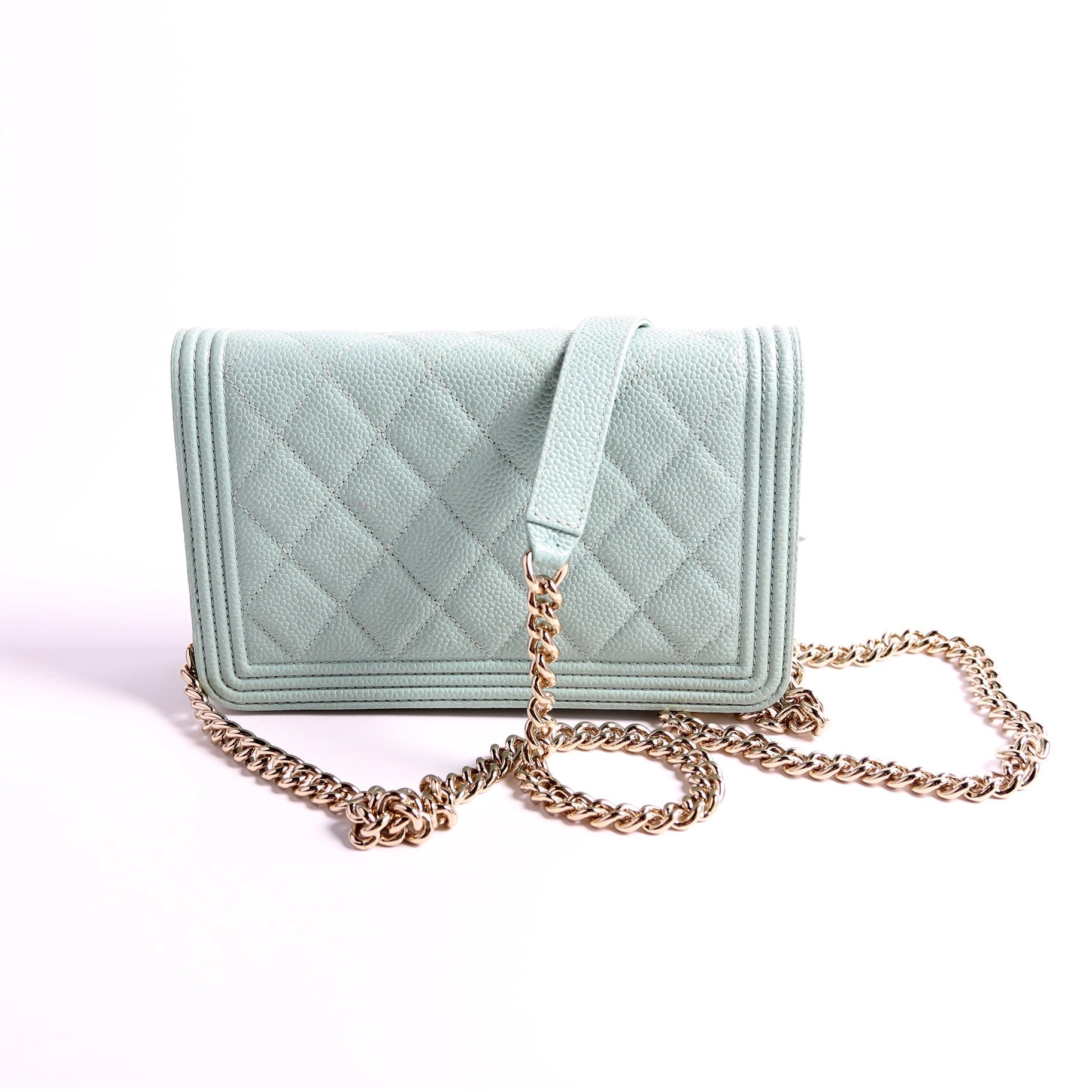 Chanel WOC Bot Caviar Turquoise Clutch Bag