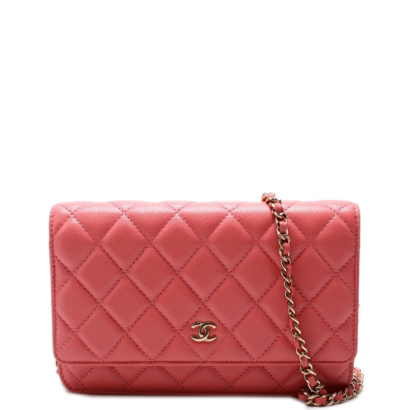 Chanel WOC Classic Quilted Caviar Pink Clutch Bag