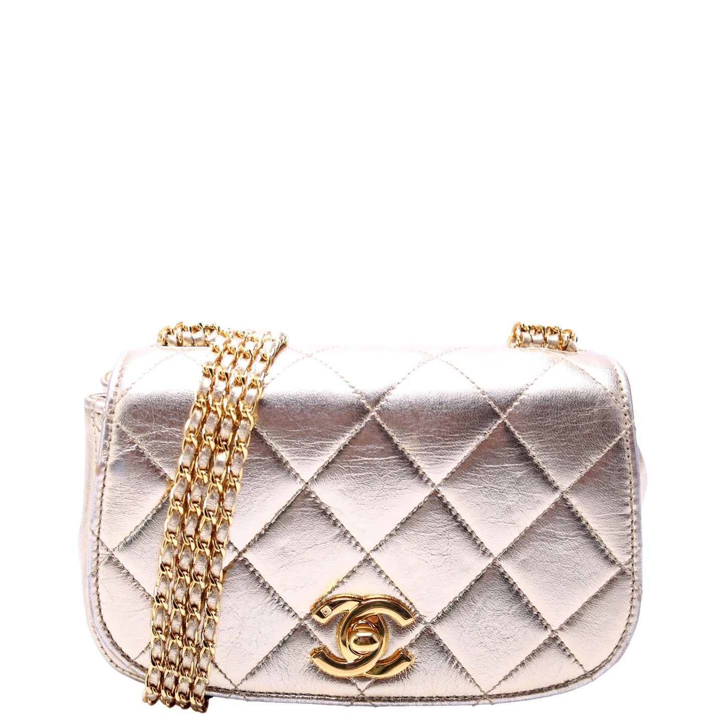 Chanel Multi Flap Gold Handbag