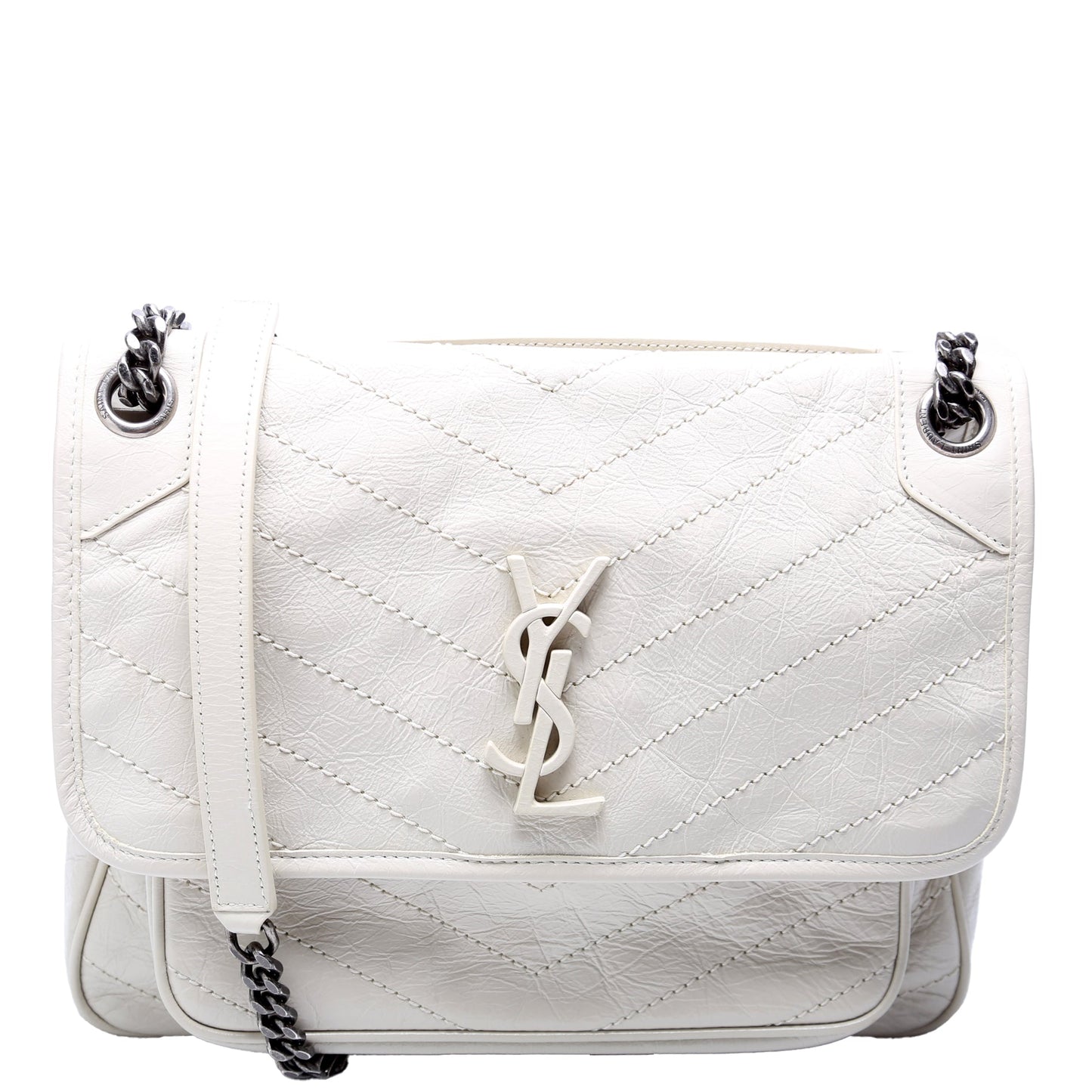 YSL Saint Laurent Saint Laurent Niki Crinkle Bag Leather Cream Travel Bag