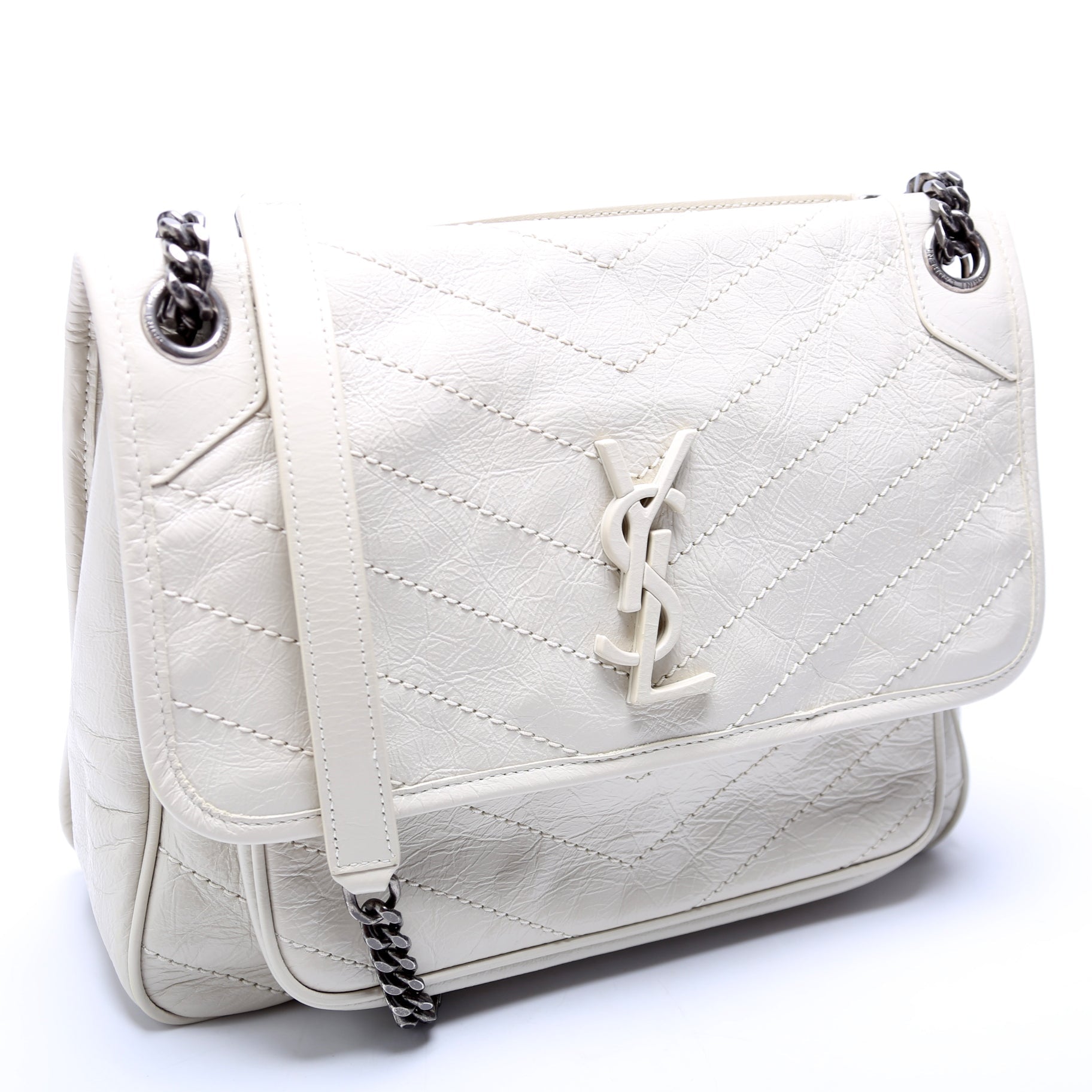 YSL Saint Laurent Saint Laurent Niki Crinkle Bag Leather Cream Travel Bag