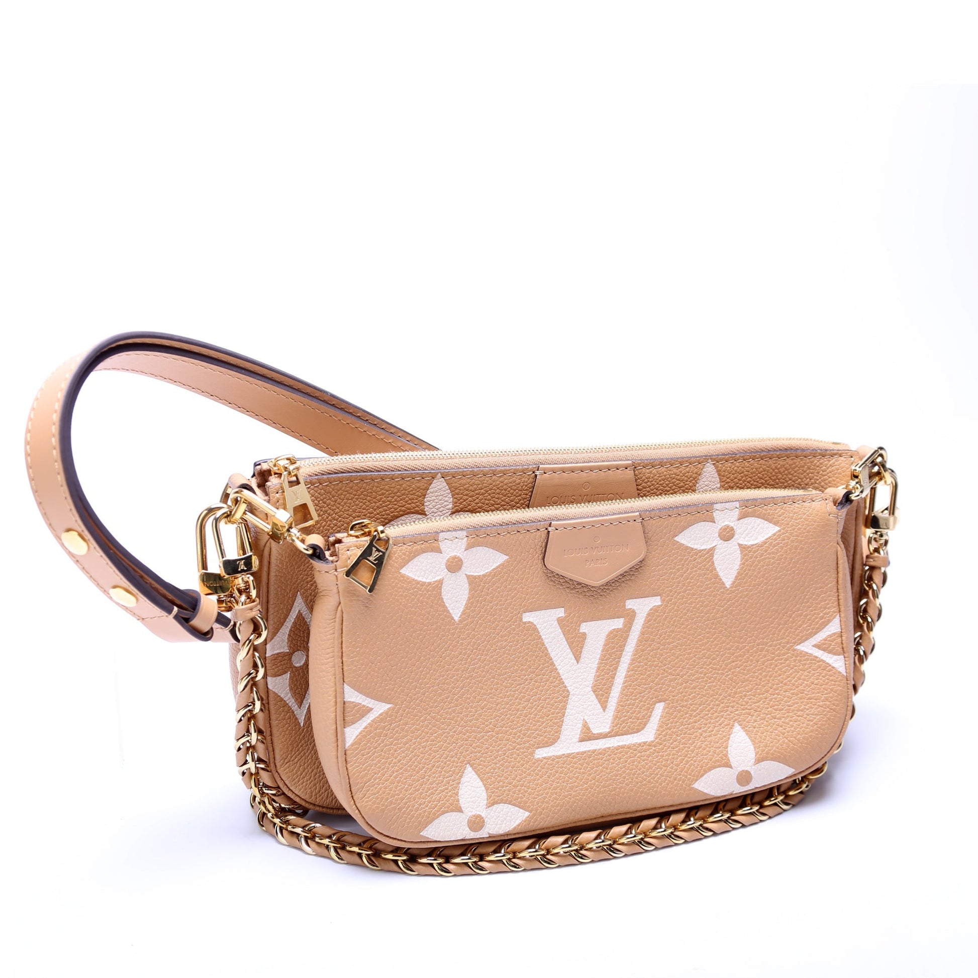Louis Vuitton Multi Pochette Bicolor Tan Empreinte Clutch Bag