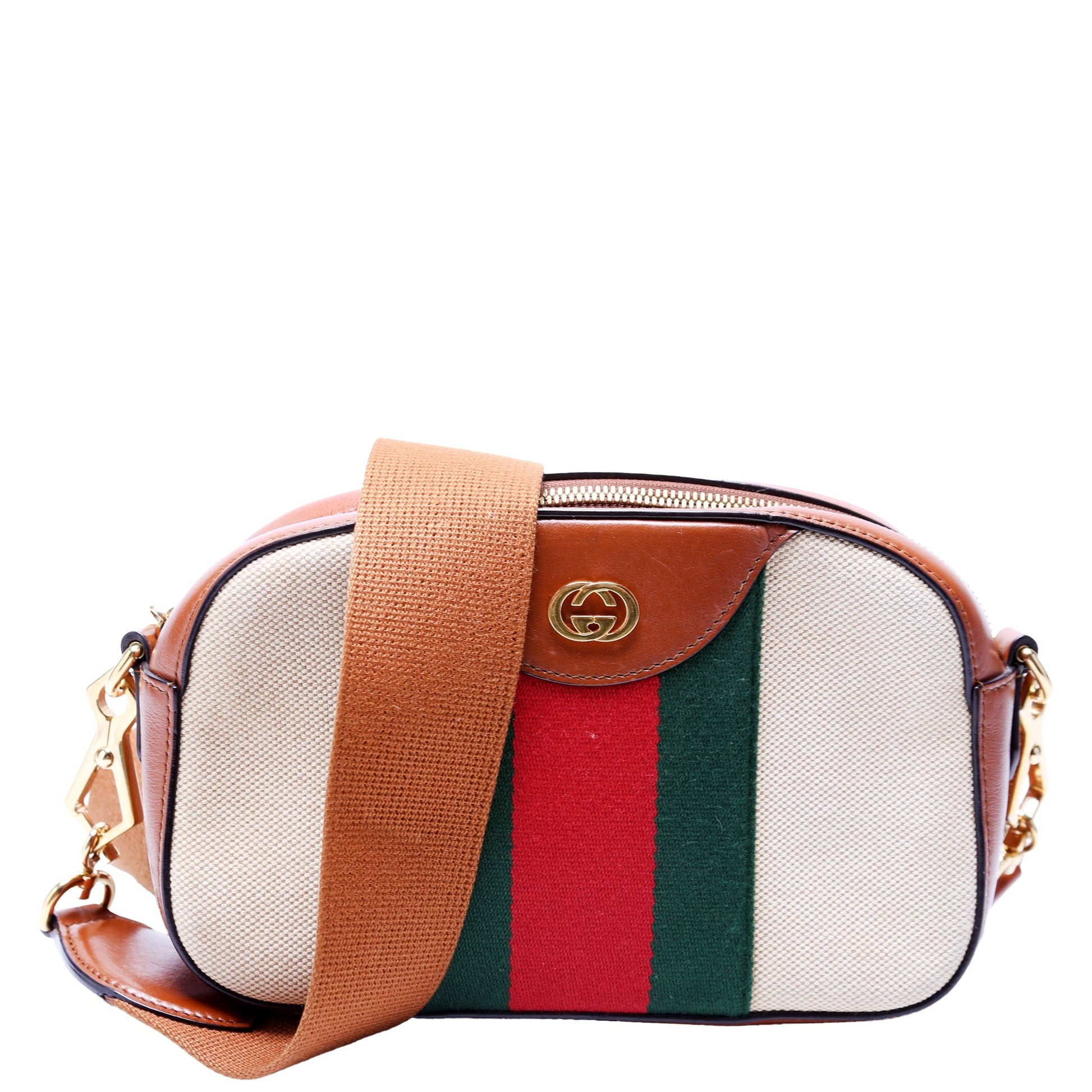 Gucci Web Canvas Brown Travel Bag