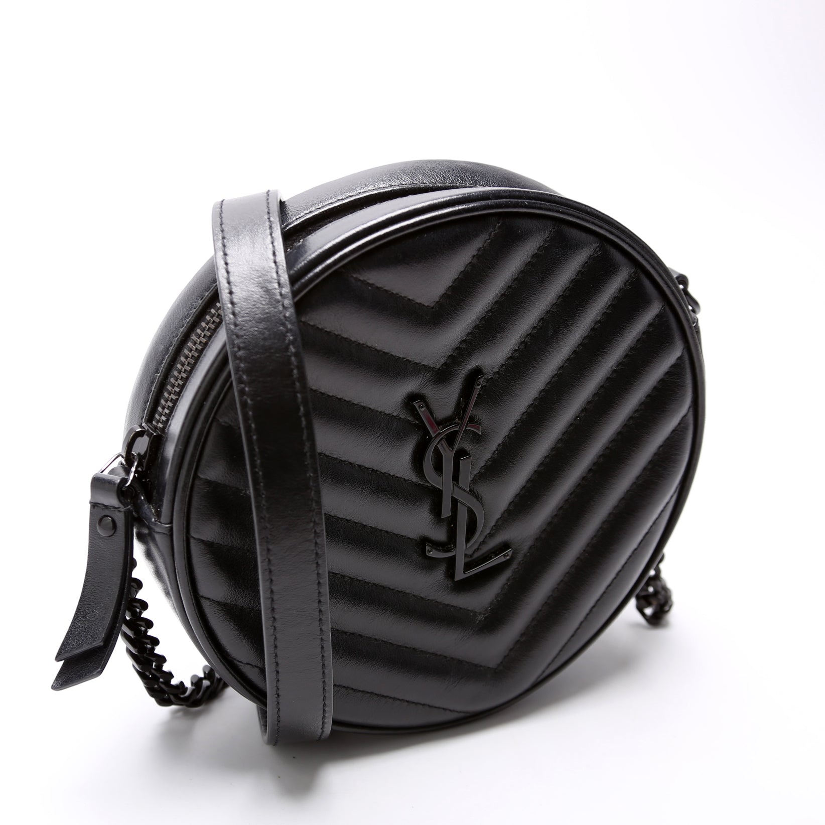 YSL Saint Laurent Grain De Round Camera Bag Black Travel Bag Camera Bag Black