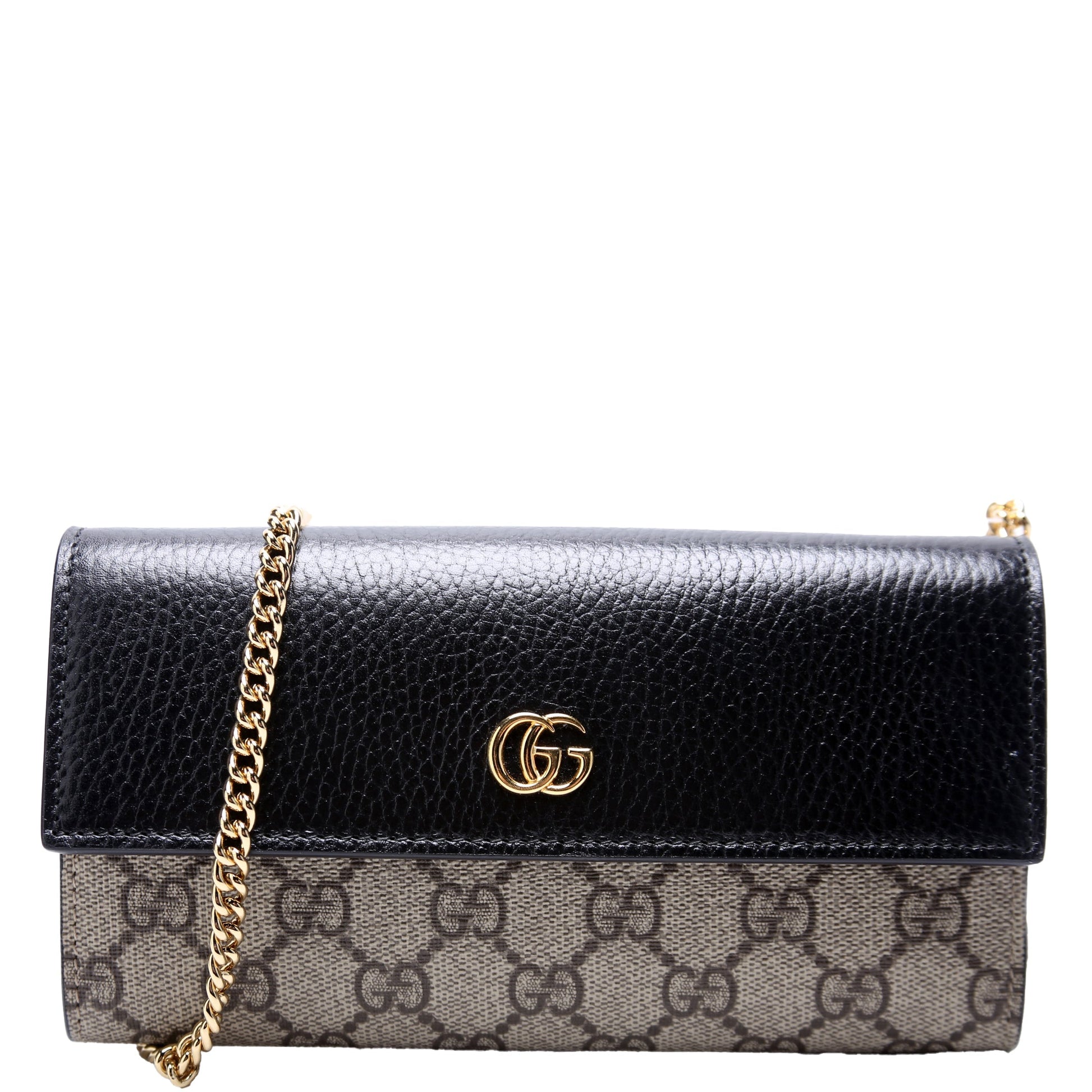 Gucci GG Marmont Black Chain Wallet Case