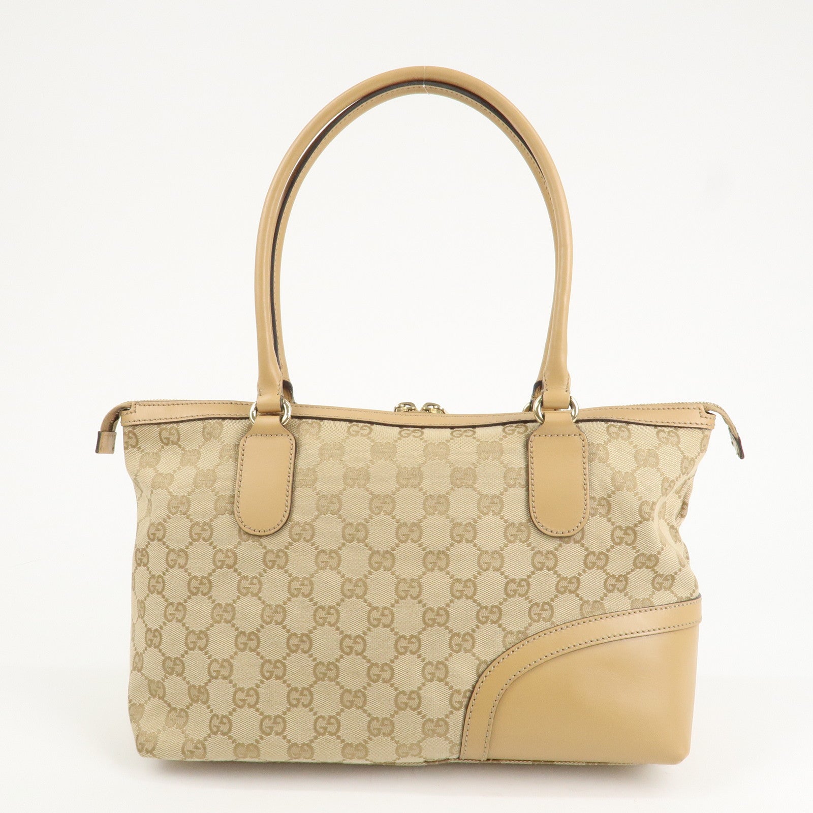 GUCCI Horsebit Sherry GG Canvas Leather Tote Bag Beige 232936
