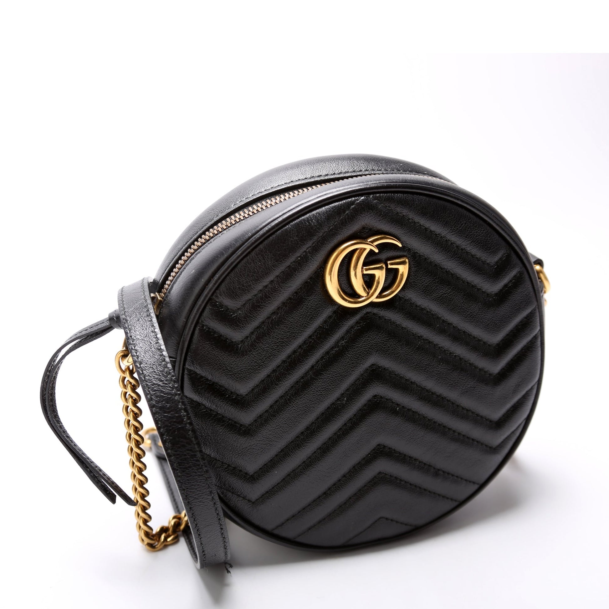 Gucci Marmont Round Black Mini Travel Bag Black 1