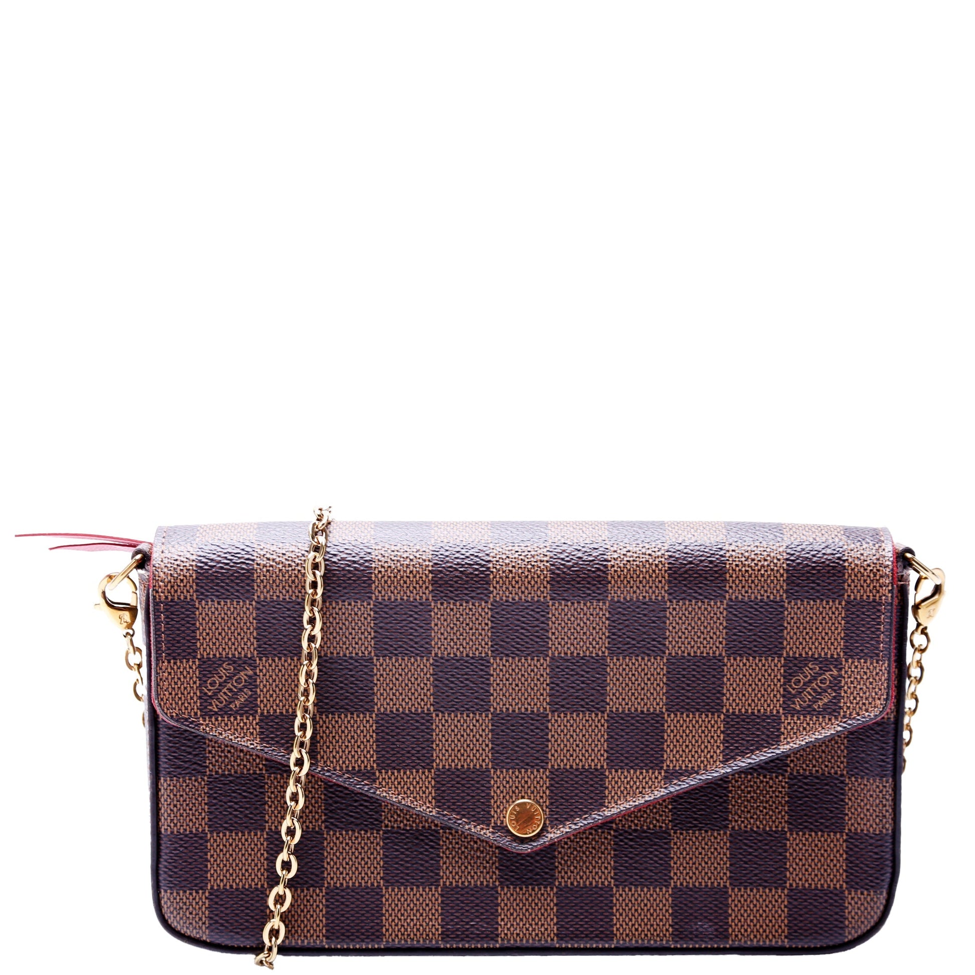 Louis Vuitton Pochette Felicie Ebene Damier Red Clutch Bag