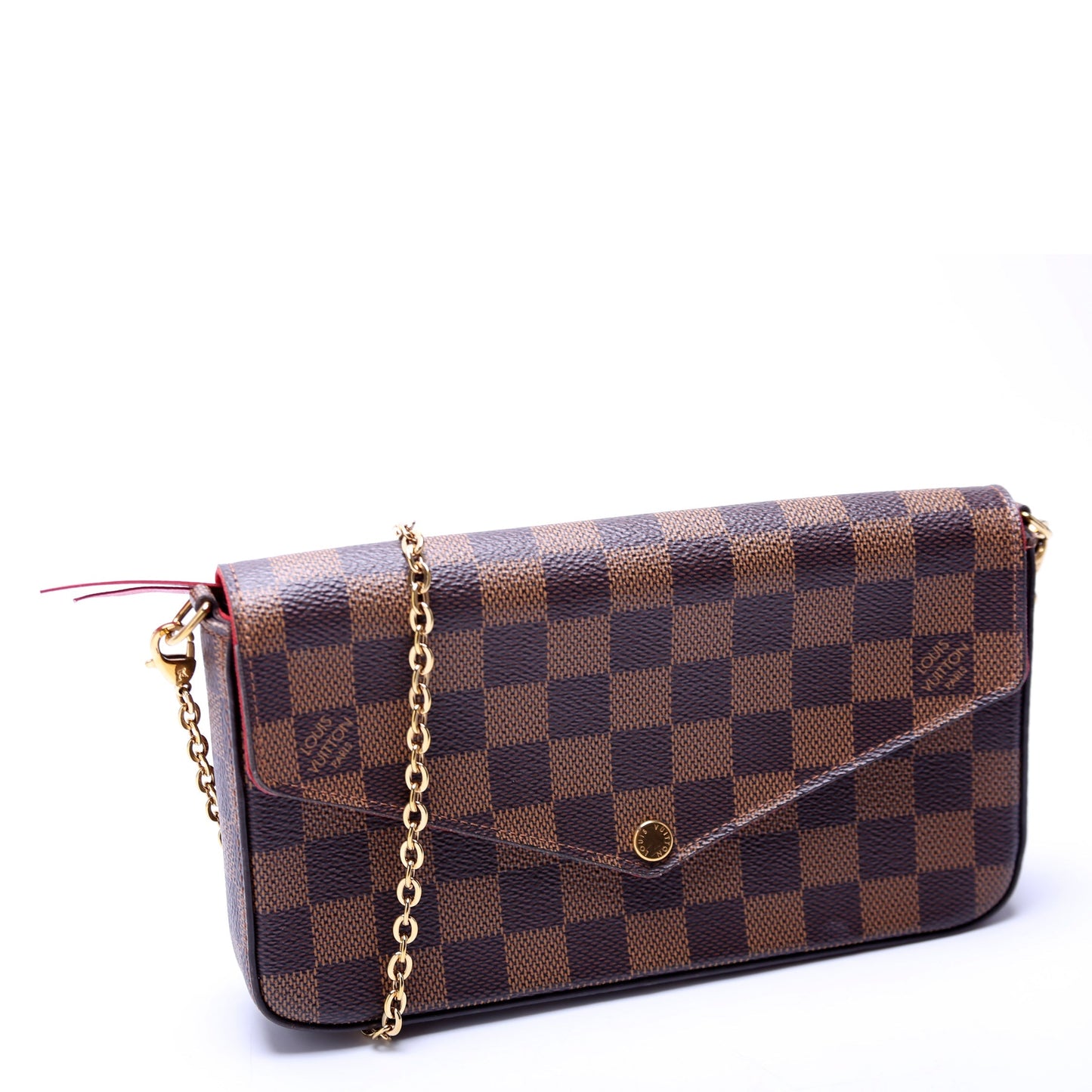 Louis Vuitton Pochette Felicie Ebene Damier Red Clutch Bag