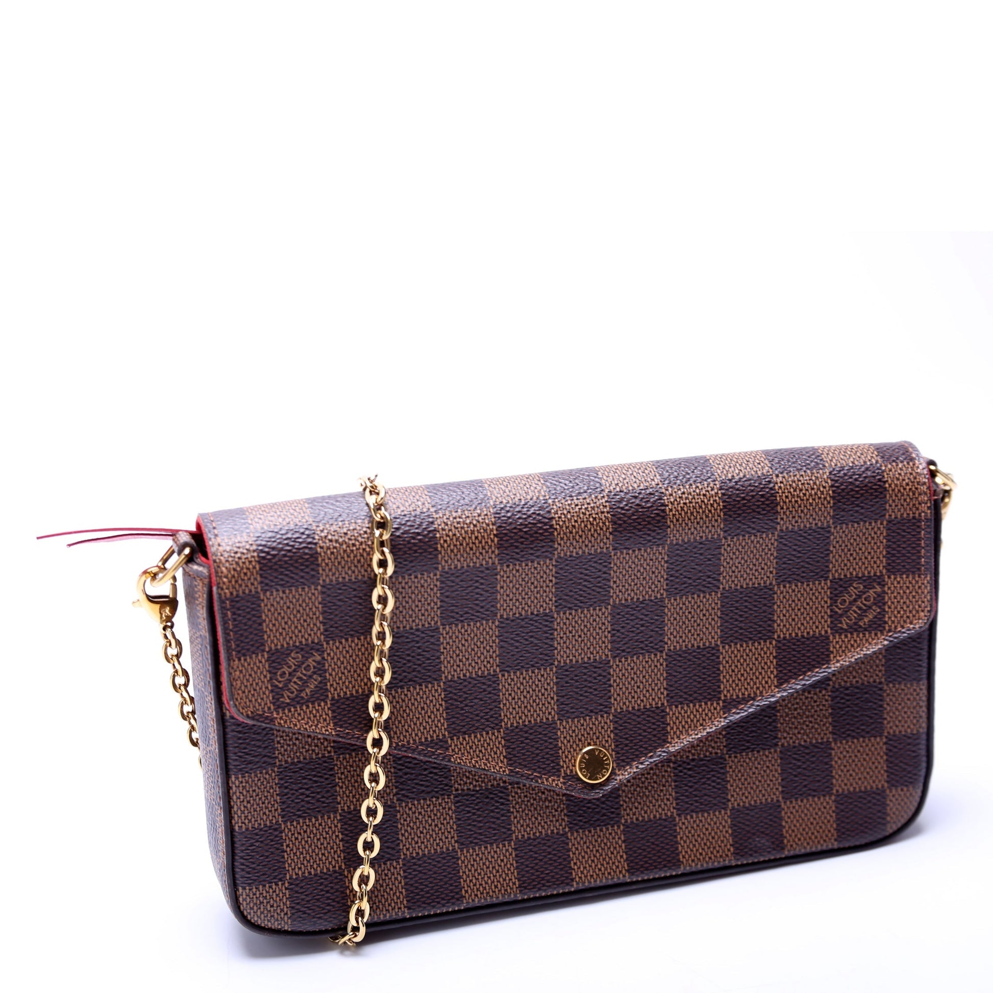 Louis Vuitton Pochette Felicie Ebene Damier Red Clutch Bag