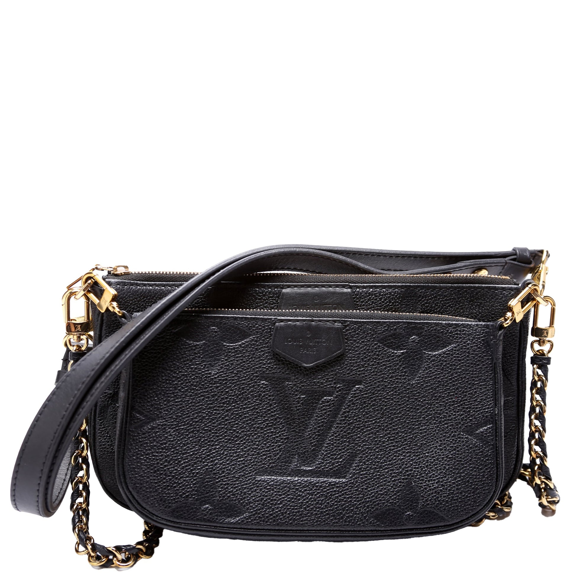 Louis Vuitton Multi Pochette Empreinte Black Clutch Bag Black 2
