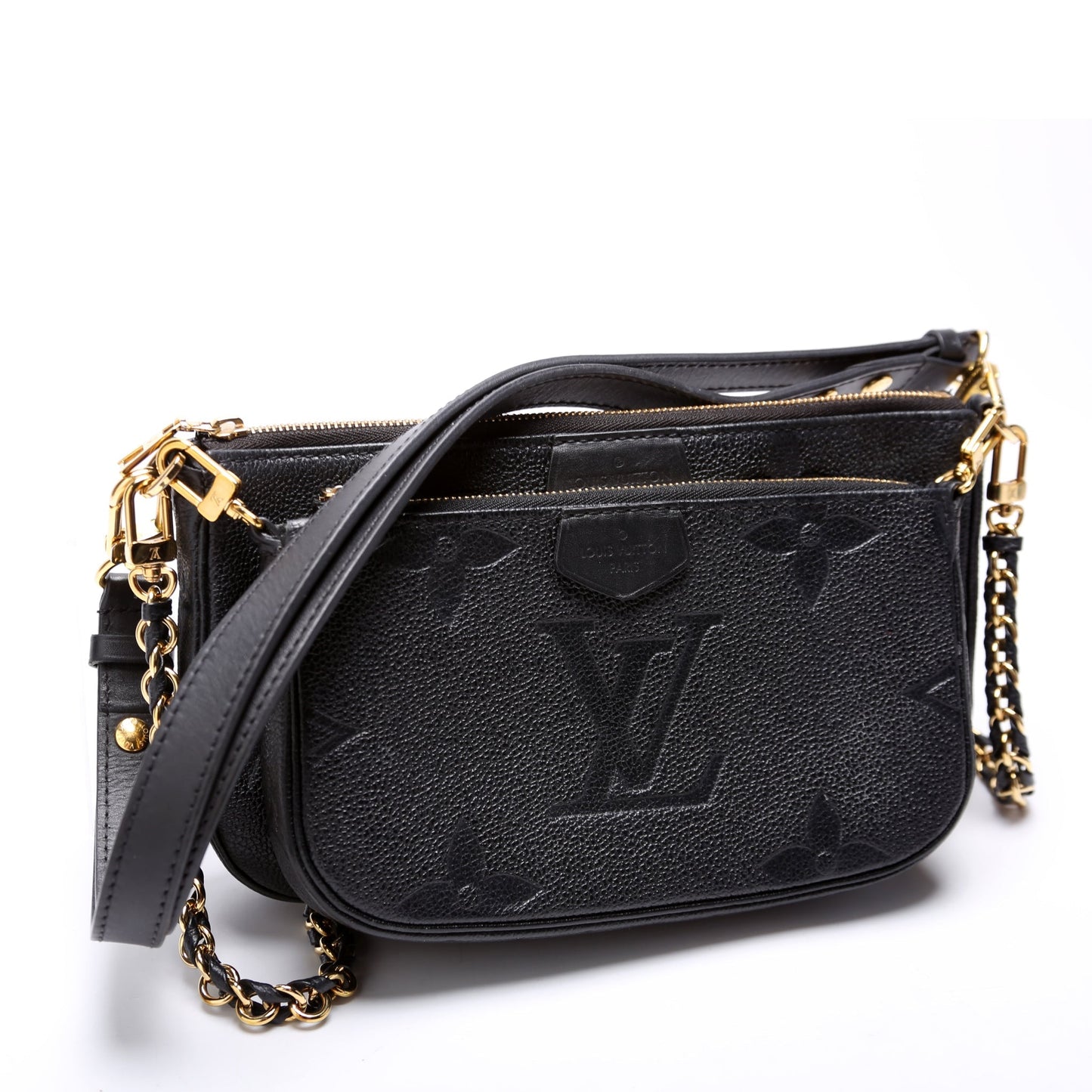 Louis Vuitton Multi Pochette Empreinte Black Clutch Bag Black 2