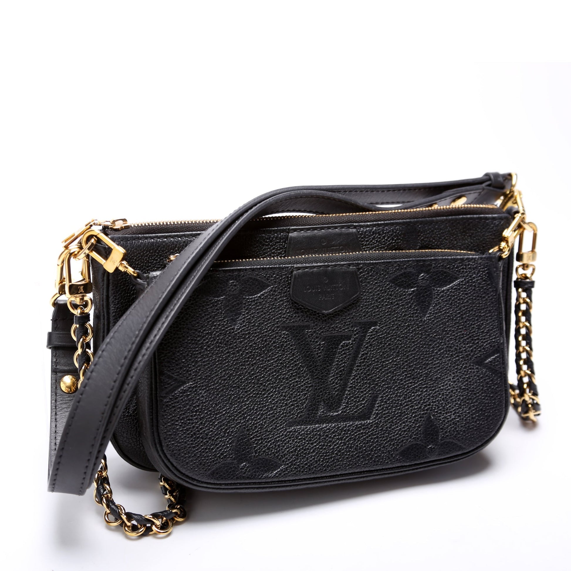 Louis Vuitton Multi Pochette Empreinte Black Clutch Bag Black 2