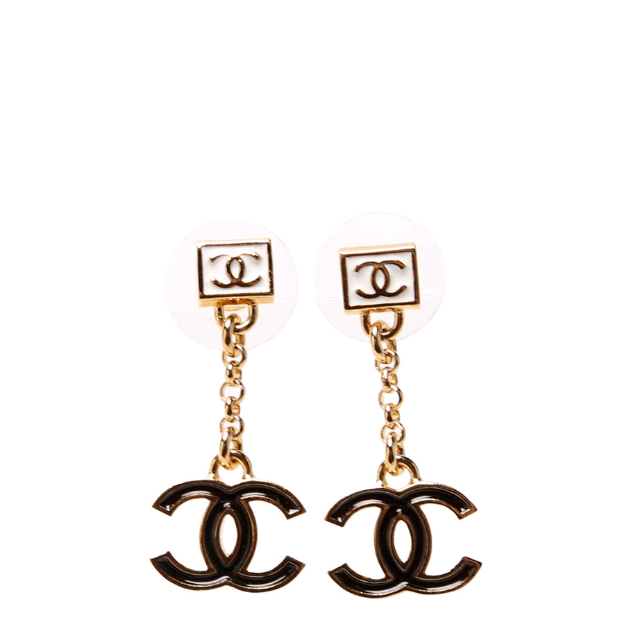Chanel Square CC Drop Earrings Gold/Multicolor