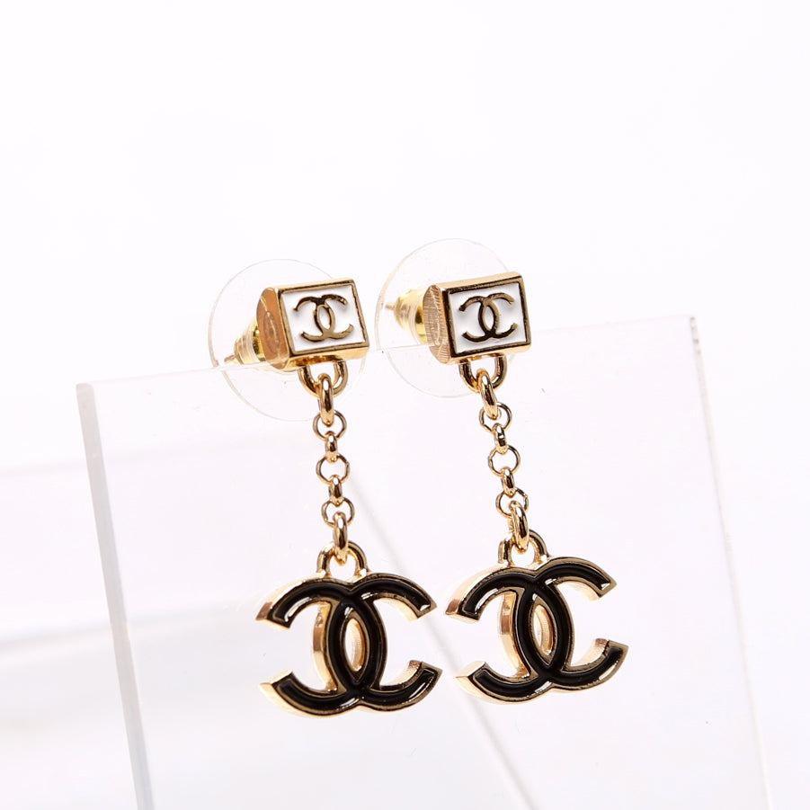 Chanel Square CC Drop Earrings Gold/Multicolor