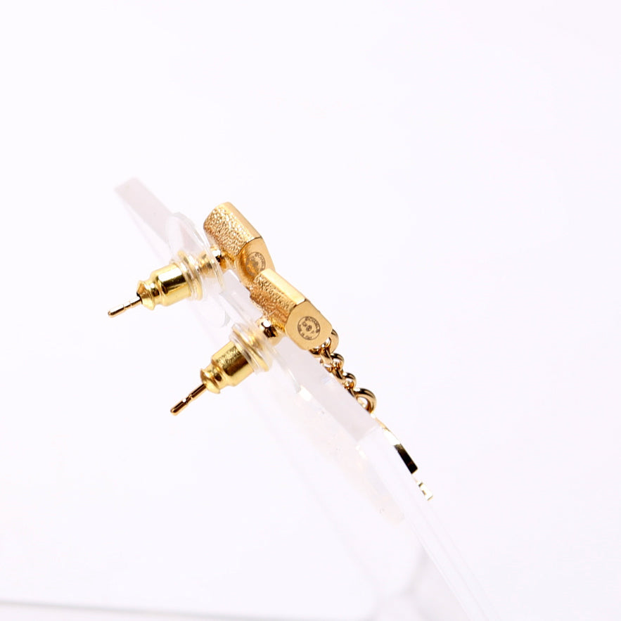 Chanel Square CC Drop Earrings Gold/Multicolor