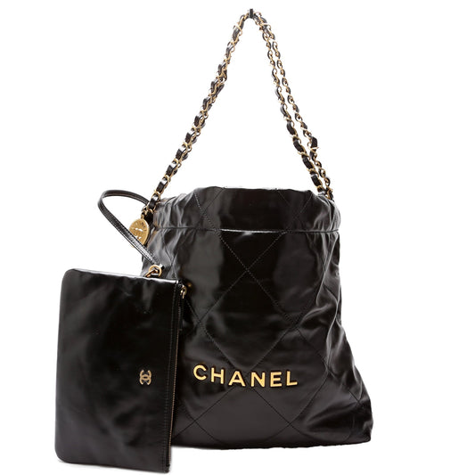 Chanel 22 Quilted Hobo RFID Black Shoulder Bag