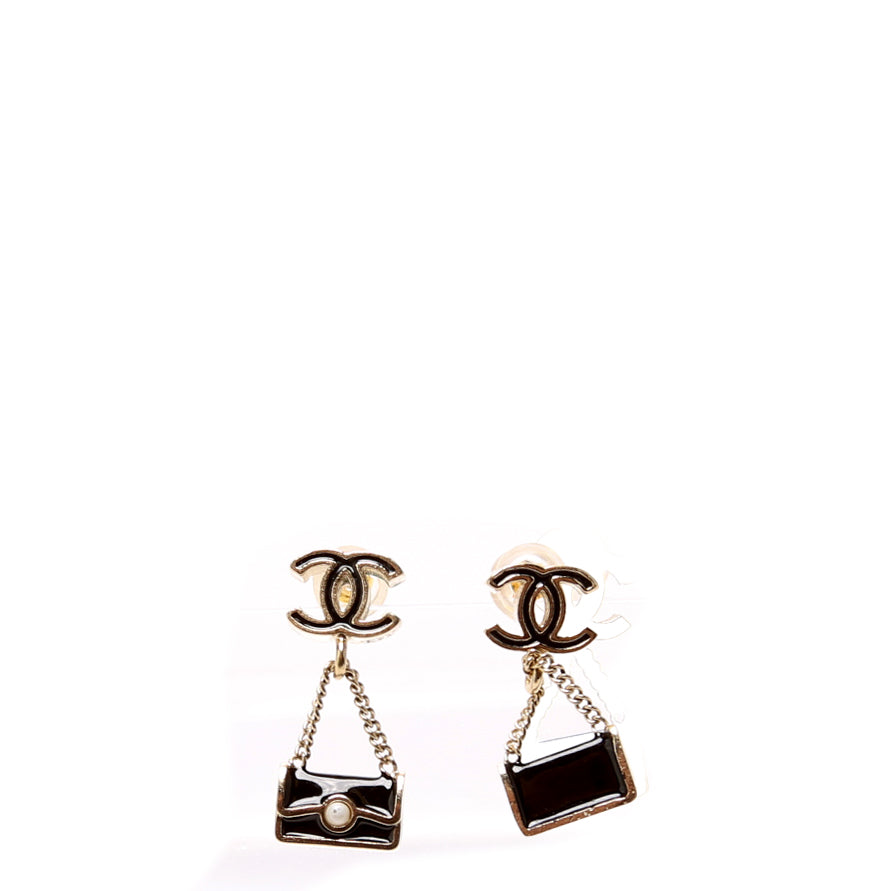 Chanel Mini CC Flap Bag Drop Earrings Gold/Black