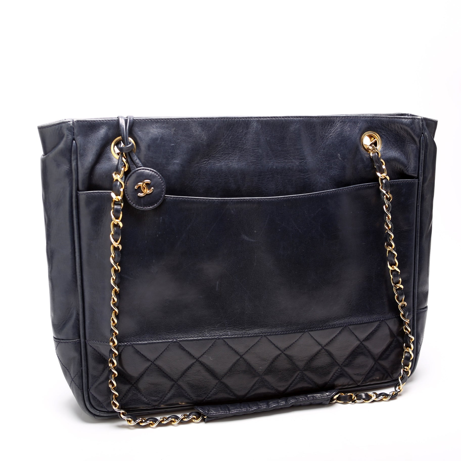 Chanel Lambskin Navy Shoulder Bag Lambskin Navy