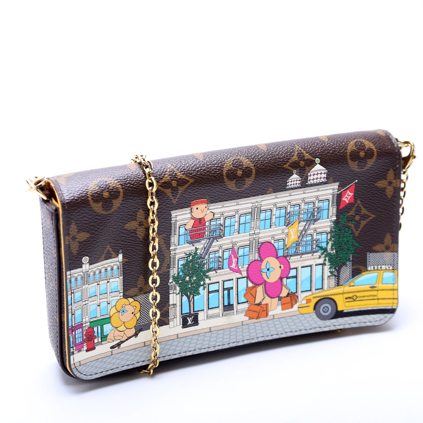 Louis Vuitton Pochette Felicie Christmas Animation Monogram Multicolor Clutch Bag