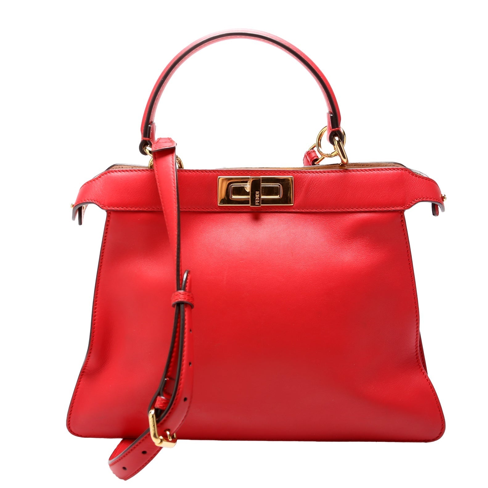 Fendi Peekaboo Iseeu Bag Leather Vitello Red Travel Bag