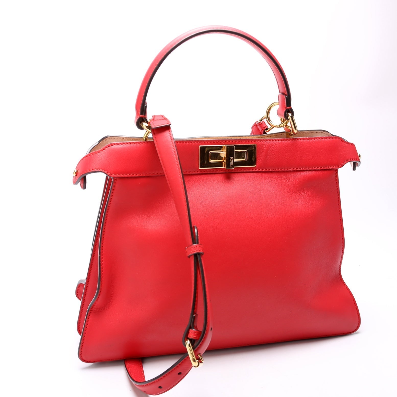 Fendi Peekaboo Iseeu Bag Leather Vitello Red Travel Bag