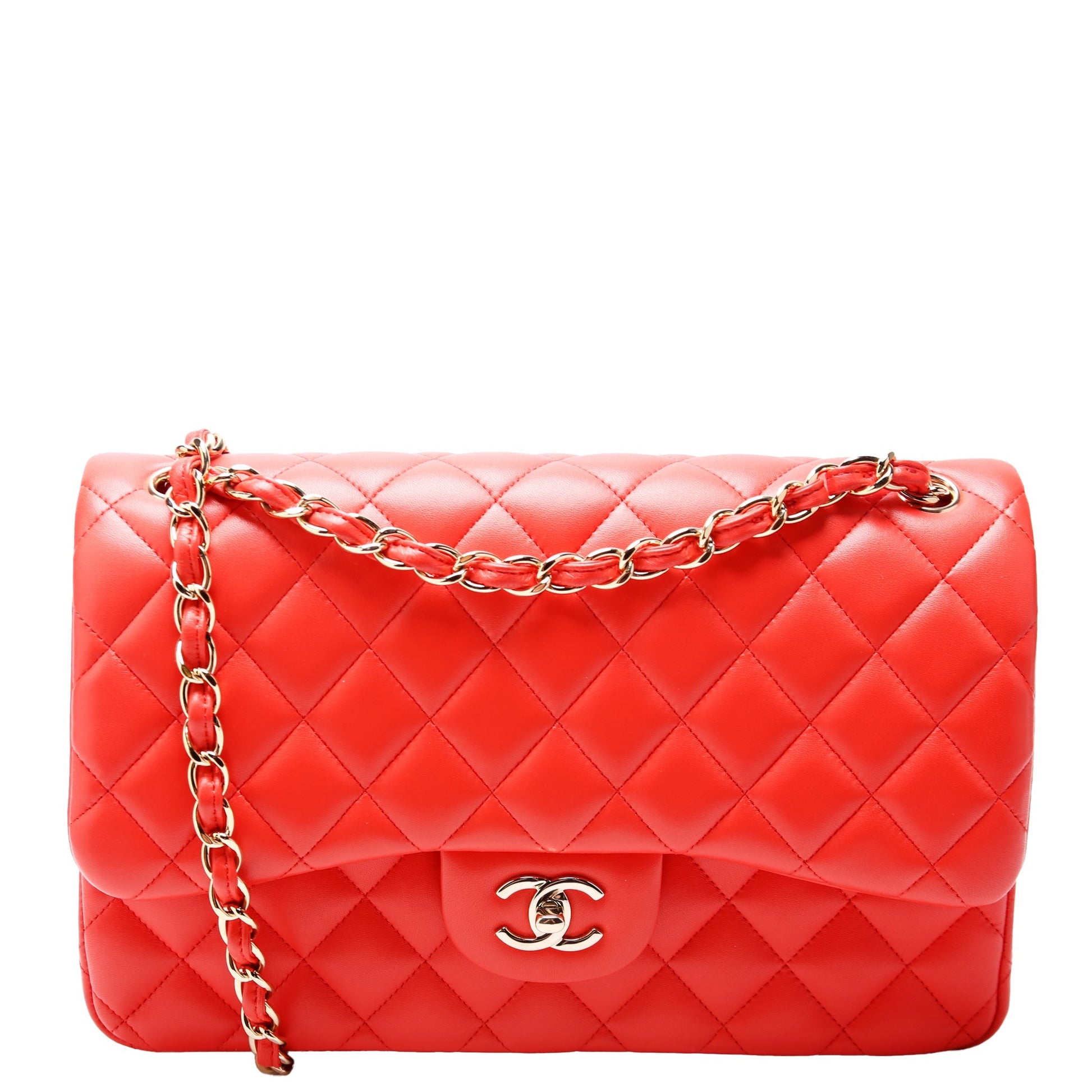 Chanel Classic Flap Jumbo Lambskin 20-23 Orange Handbag