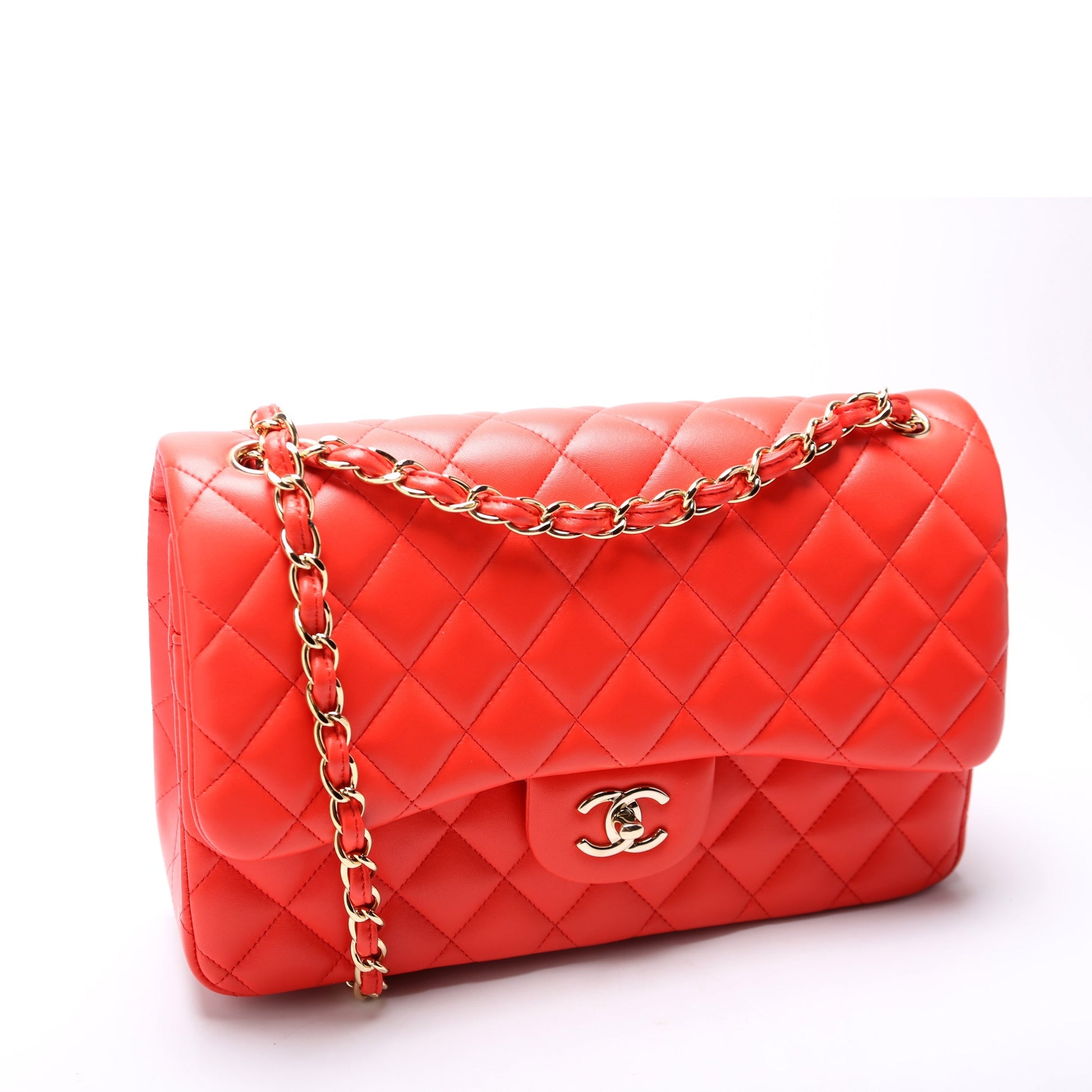 Chanel Classic Flap Jumbo Lambskin 20-23 Orange Handbag