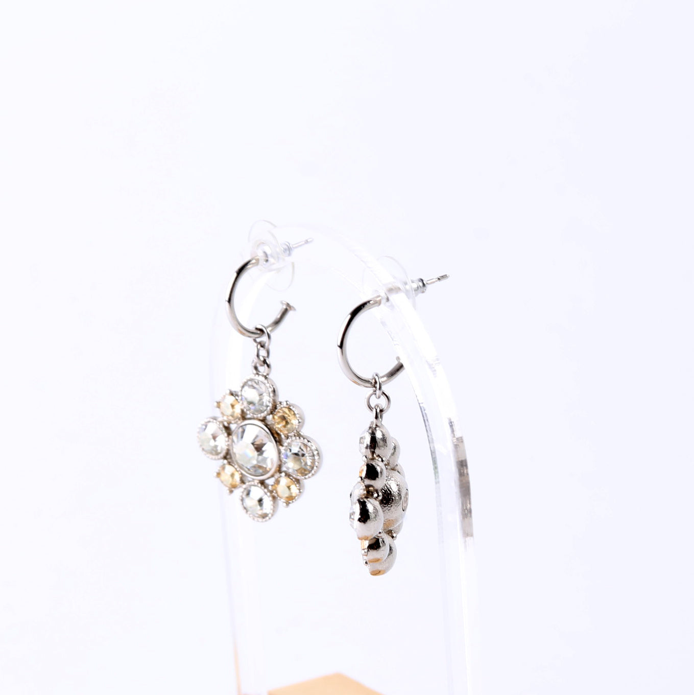 Chanel Rhinestone Cluster Drop Earrings Silver/Gold