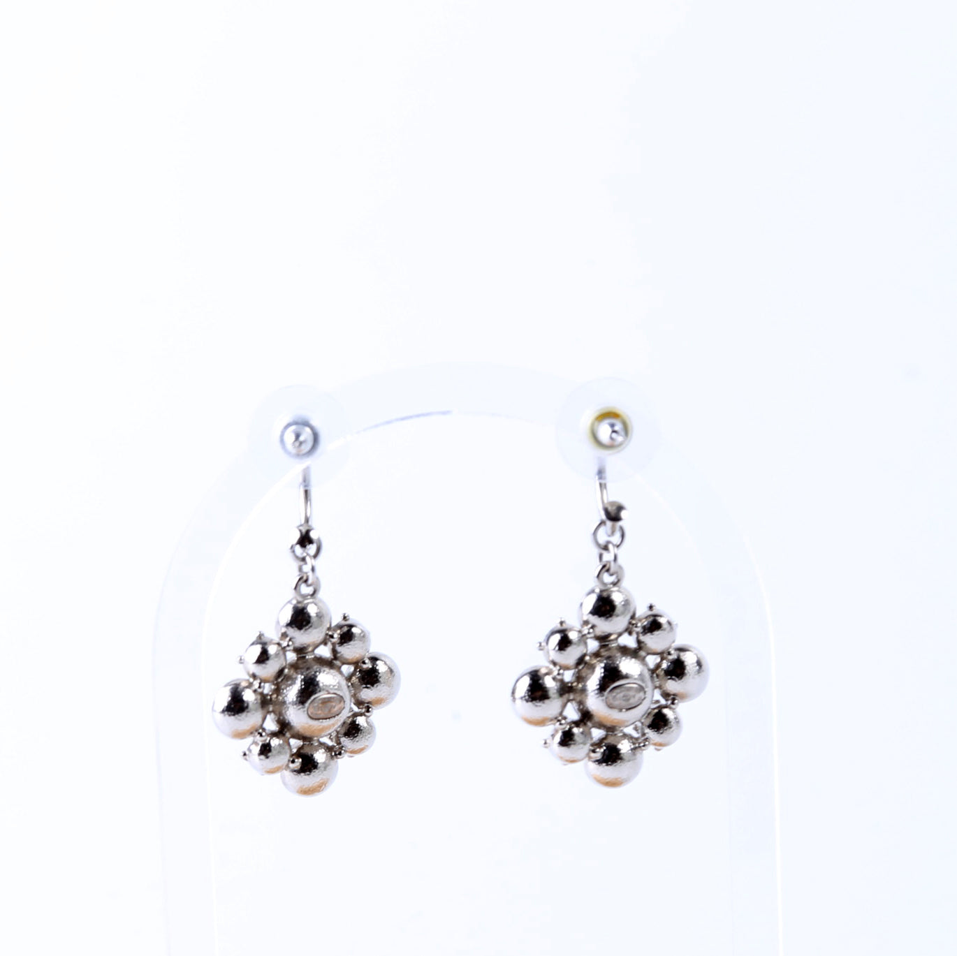 Chanel Rhinestone Cluster Drop Earrings Silver/Gold
