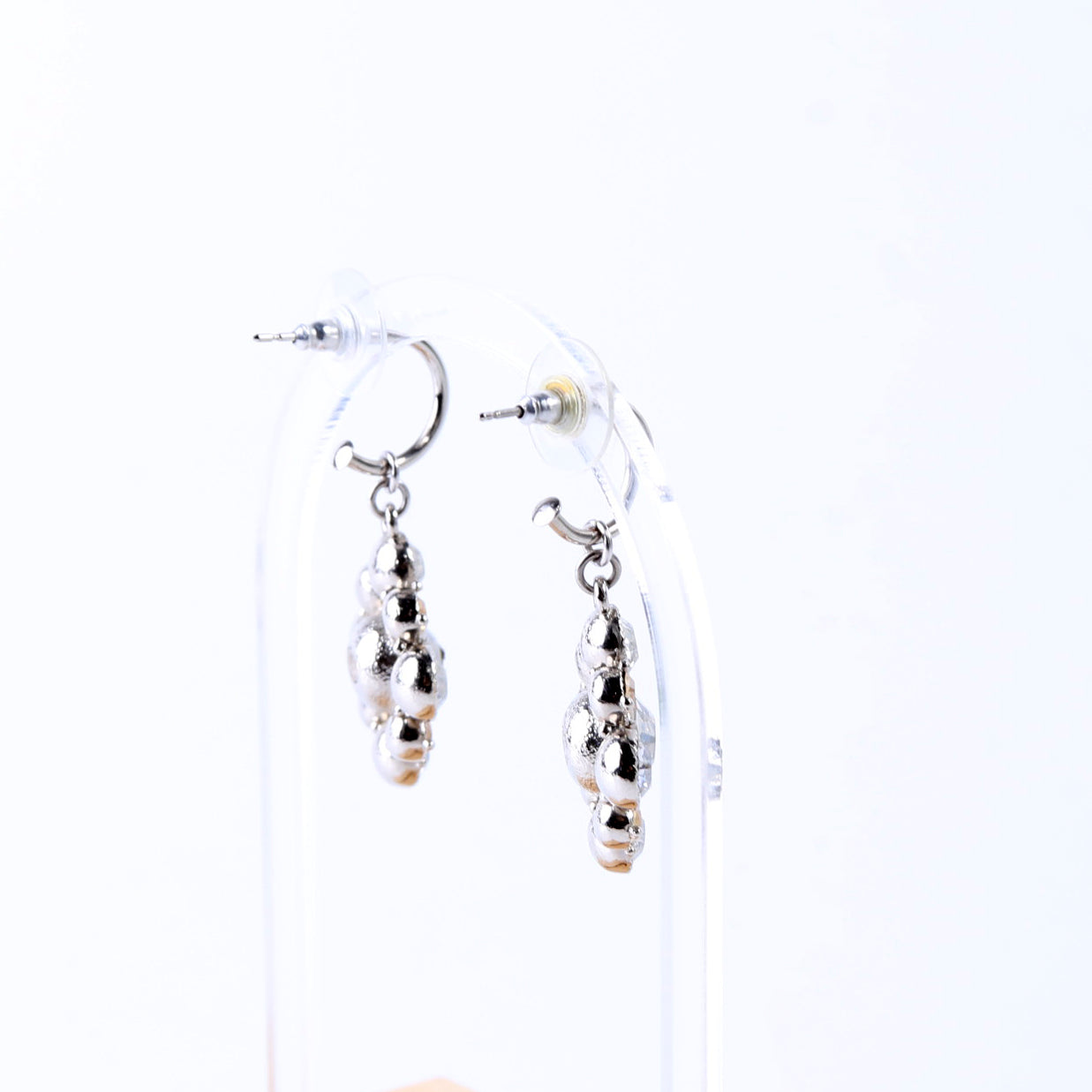 Chanel Rhinestone Cluster Drop Earrings Silver/Gold