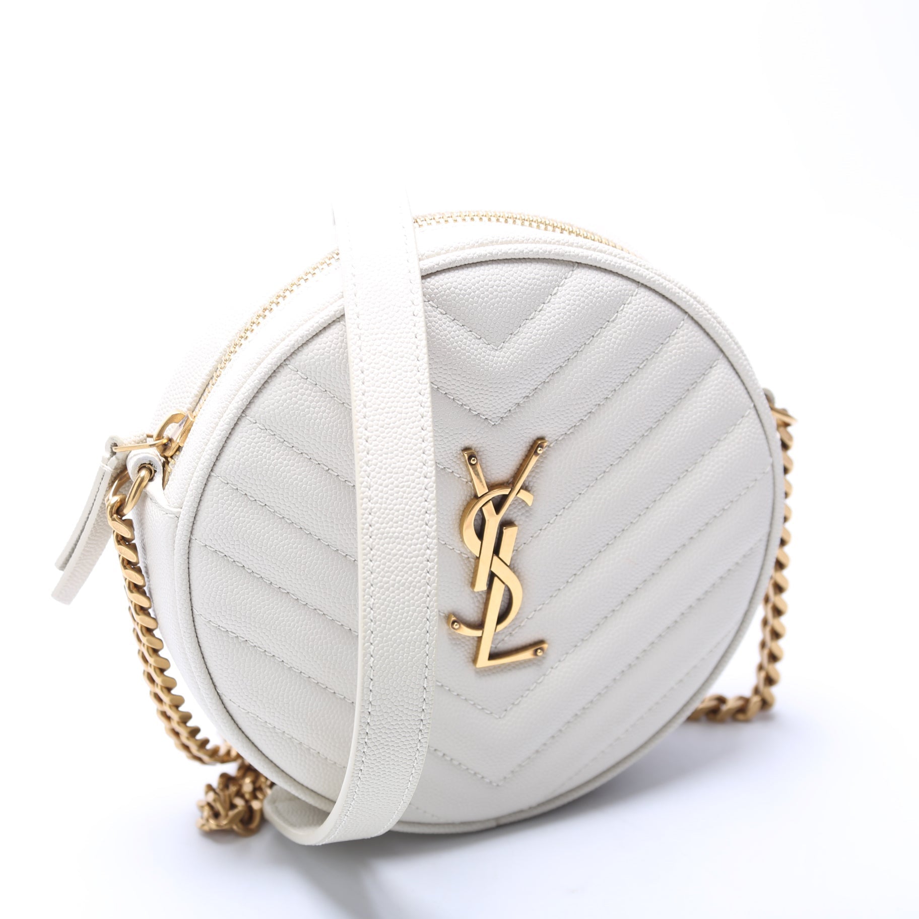 YSL Saint Laurent Saint Laurent Grain De Round Camera Bag White Travel Bag