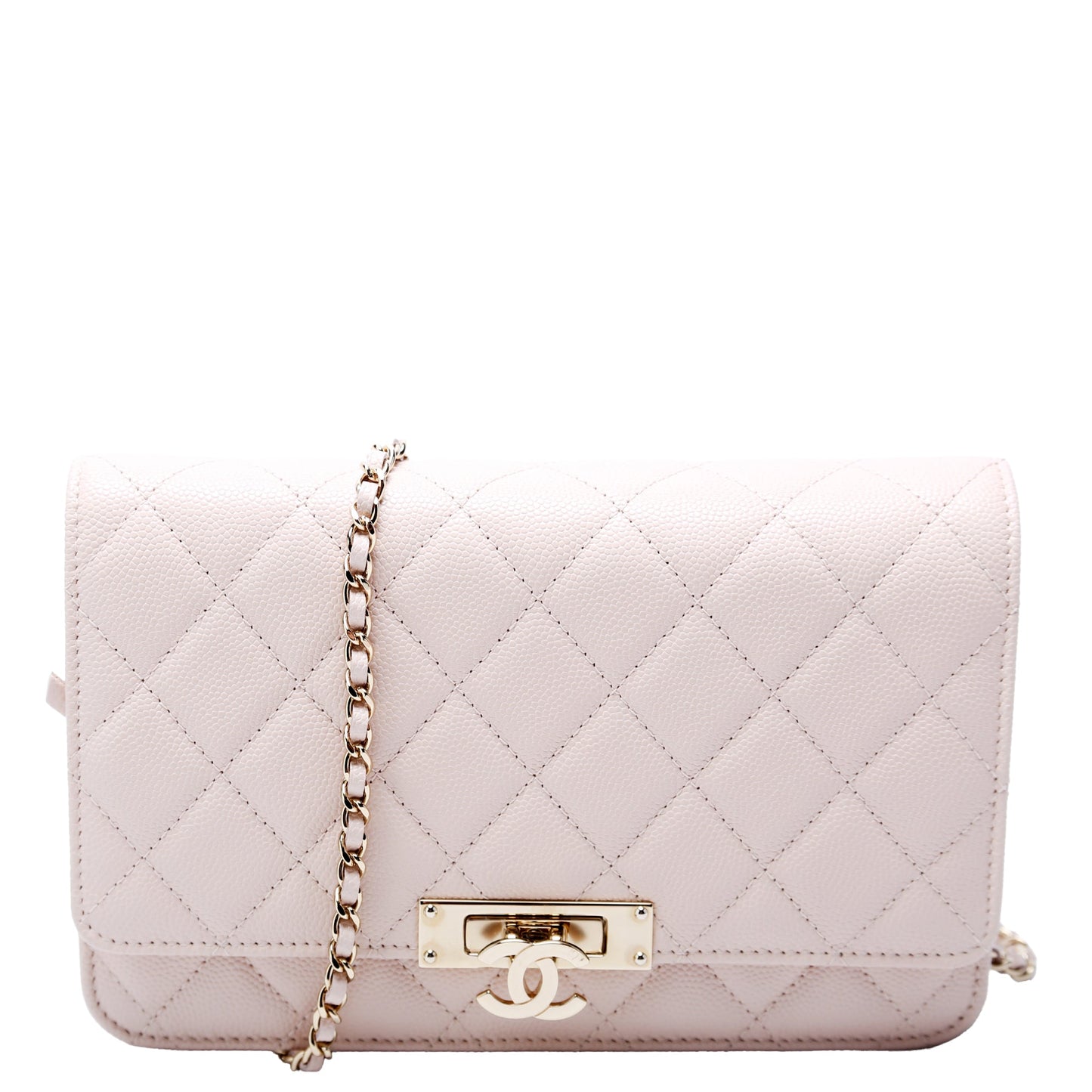 Chanel WOC Golden Class Quilted Caviar 24M Beige Clutch Bag