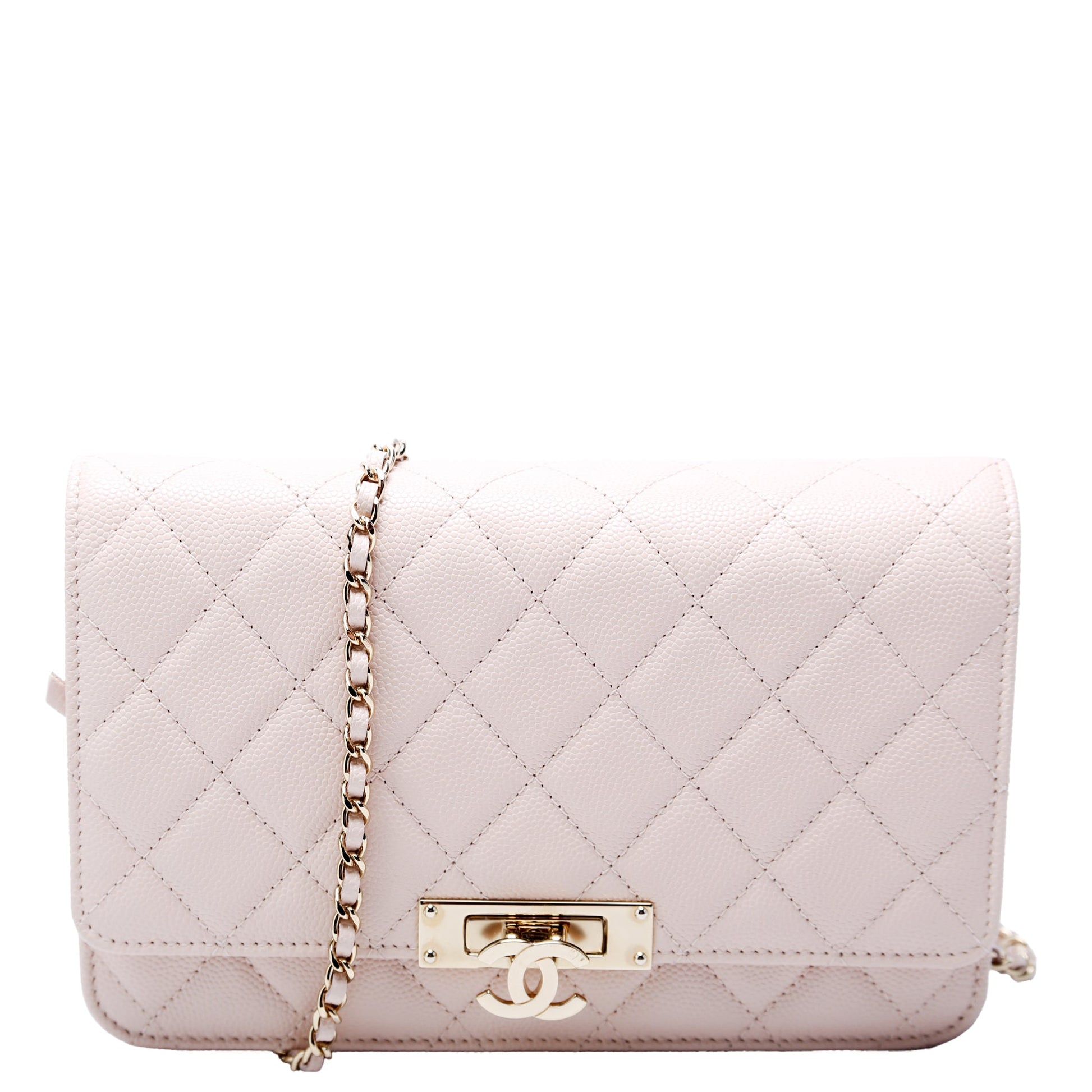 Chanel WOC Golden Class Quilted Caviar 24M Beige Clutch Bag
