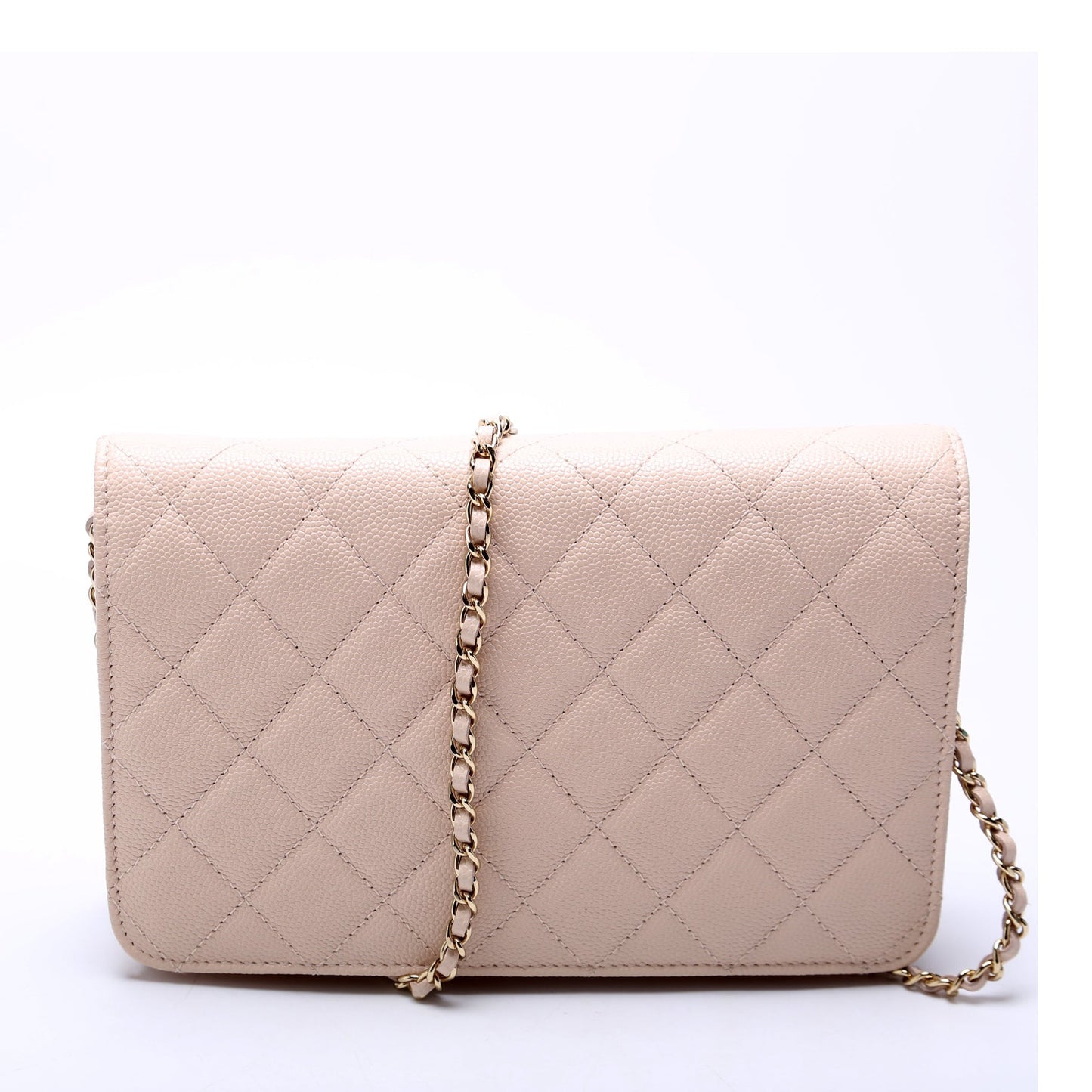Chanel WOC Golden Class Quilted Caviar 24M Beige Clutch Bag