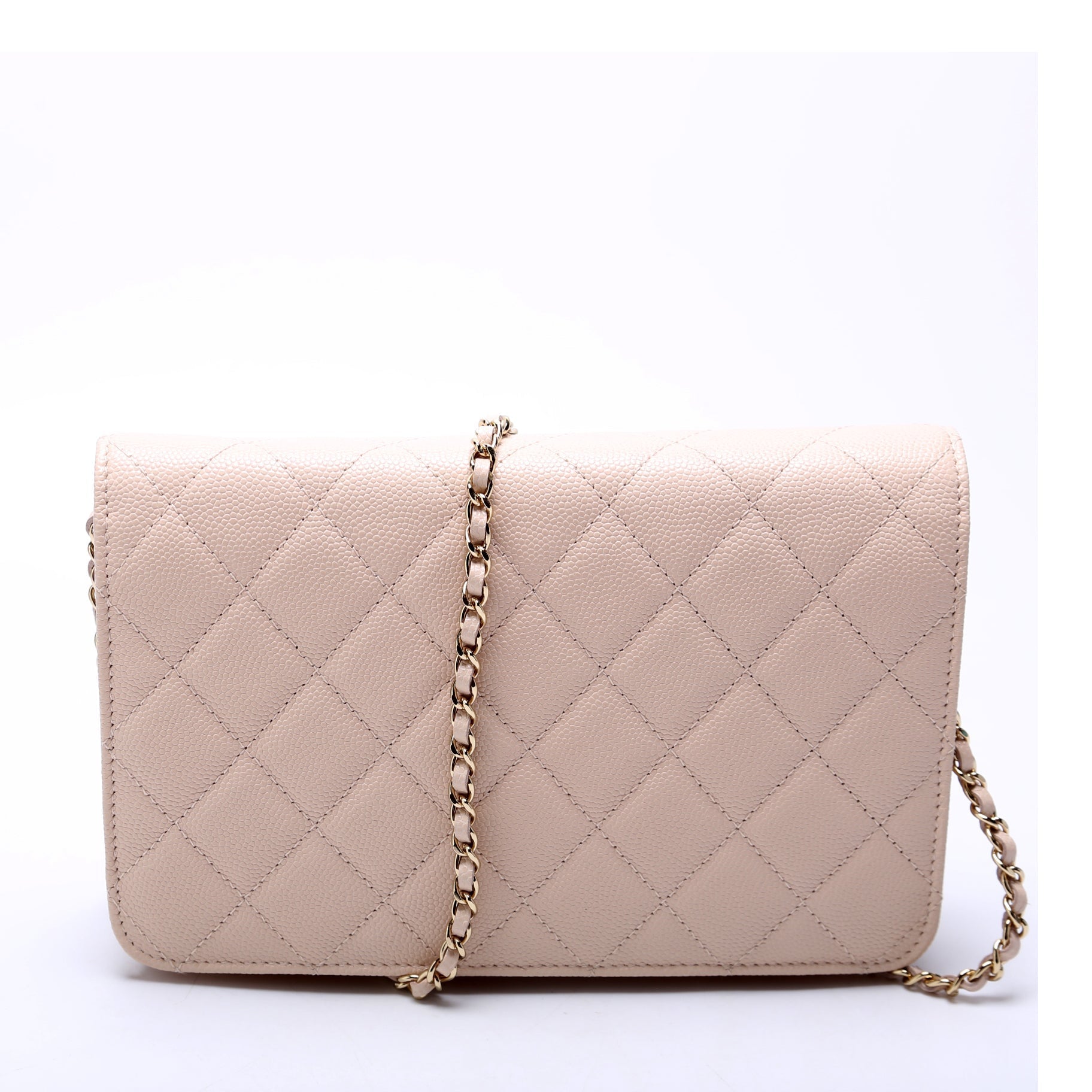 Chanel WOC Golden Class Quilted Caviar 24M Beige Clutch Bag