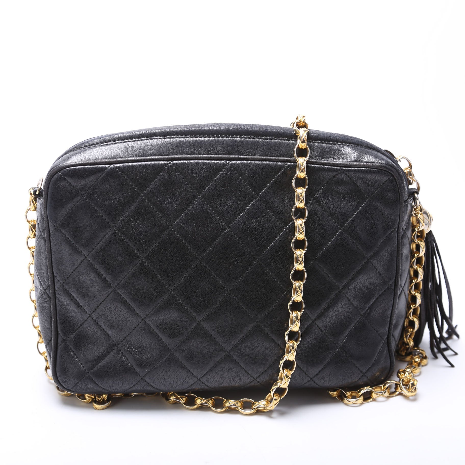 Chanel CC Diagonal Flap Tassel Camera Black Handbag