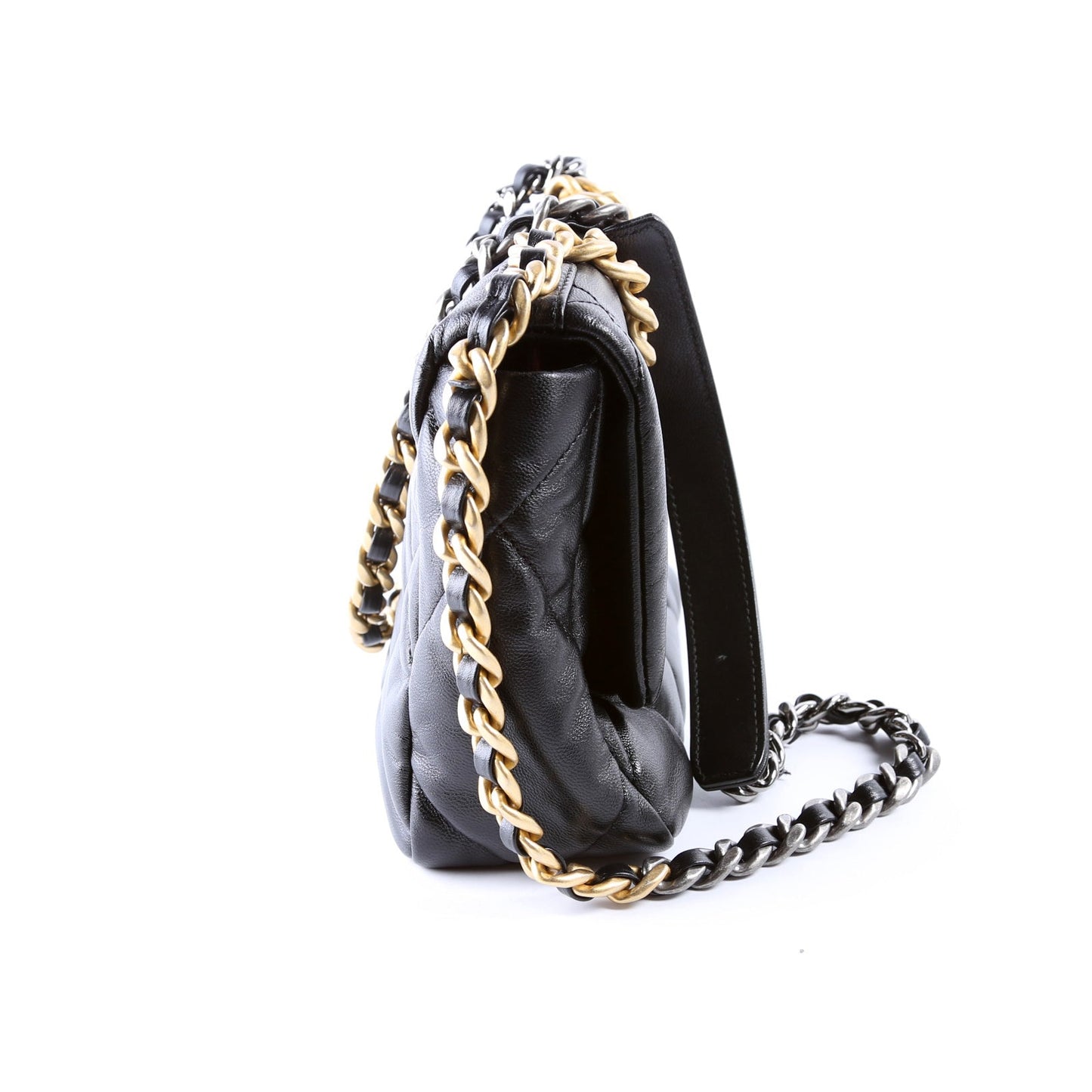 Chanel Quilted Goatskin 19 Flap 30M Black Handbag