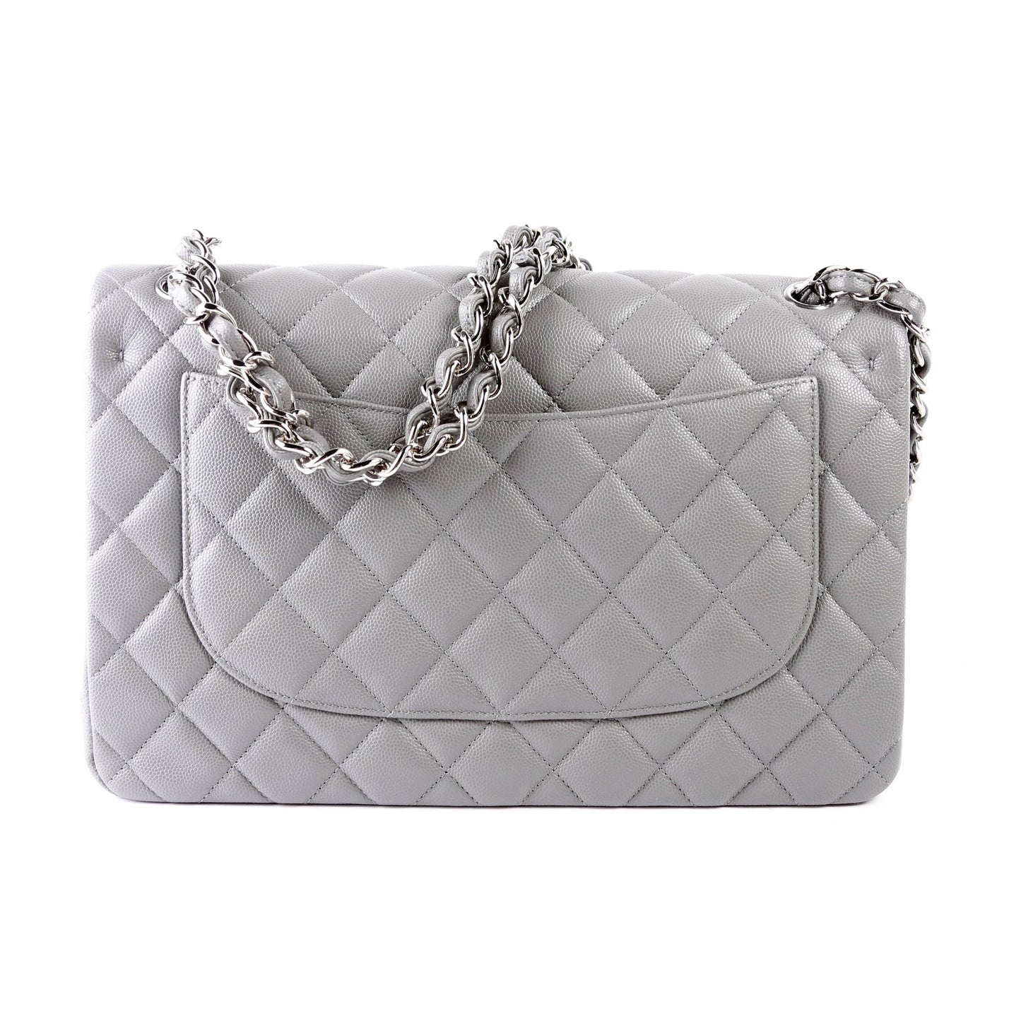 Chanel Classic Flap Jumbo Caviar 24M Grey Handbag