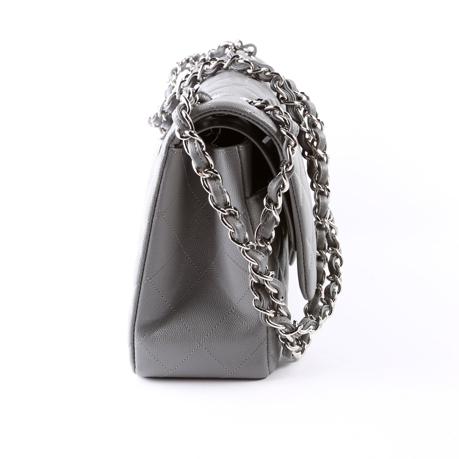Chanel Classic Flap Jumbo Caviar 24M Grey Handbag
