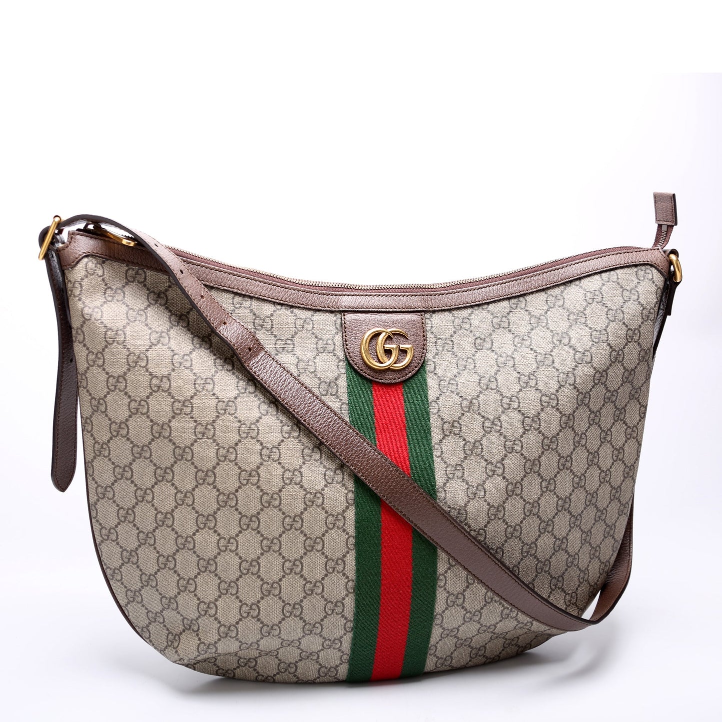 Gucci Ophidia GG Supreme Half Moon Large Shoulder Bag Hobo Large