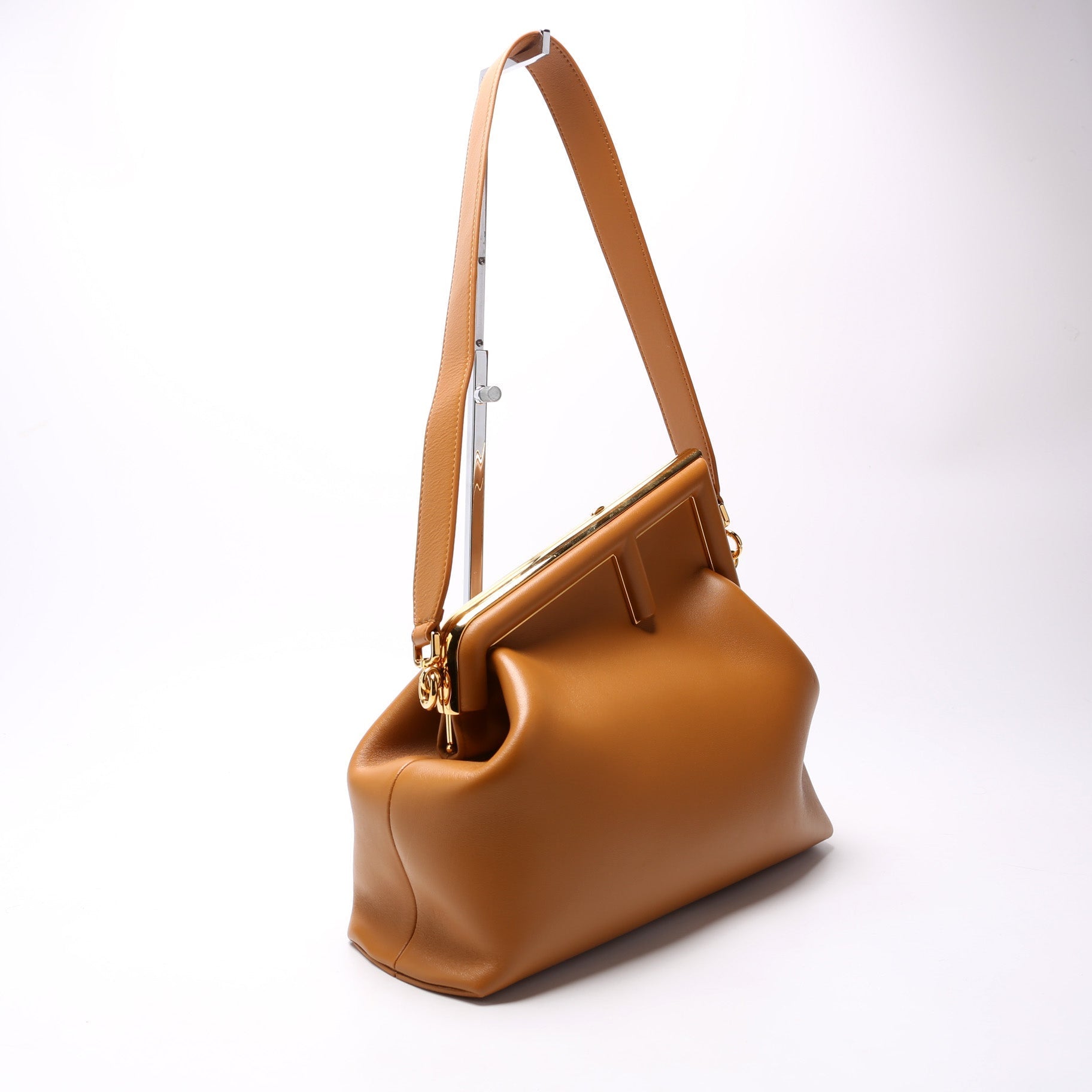 Fendi First Shoulder Bag Leather Brown Medium