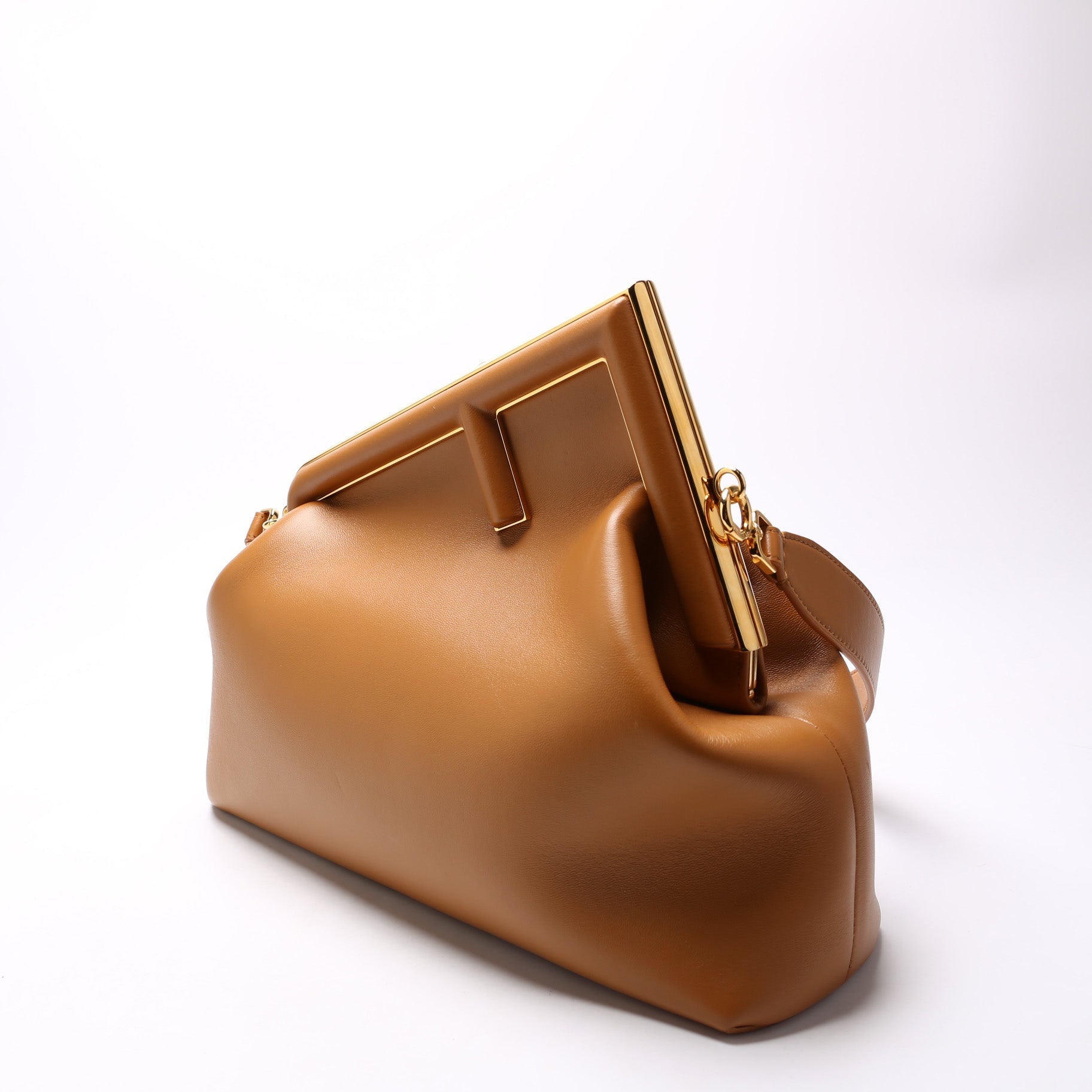 Fendi First Shoulder Bag Leather Brown Medium