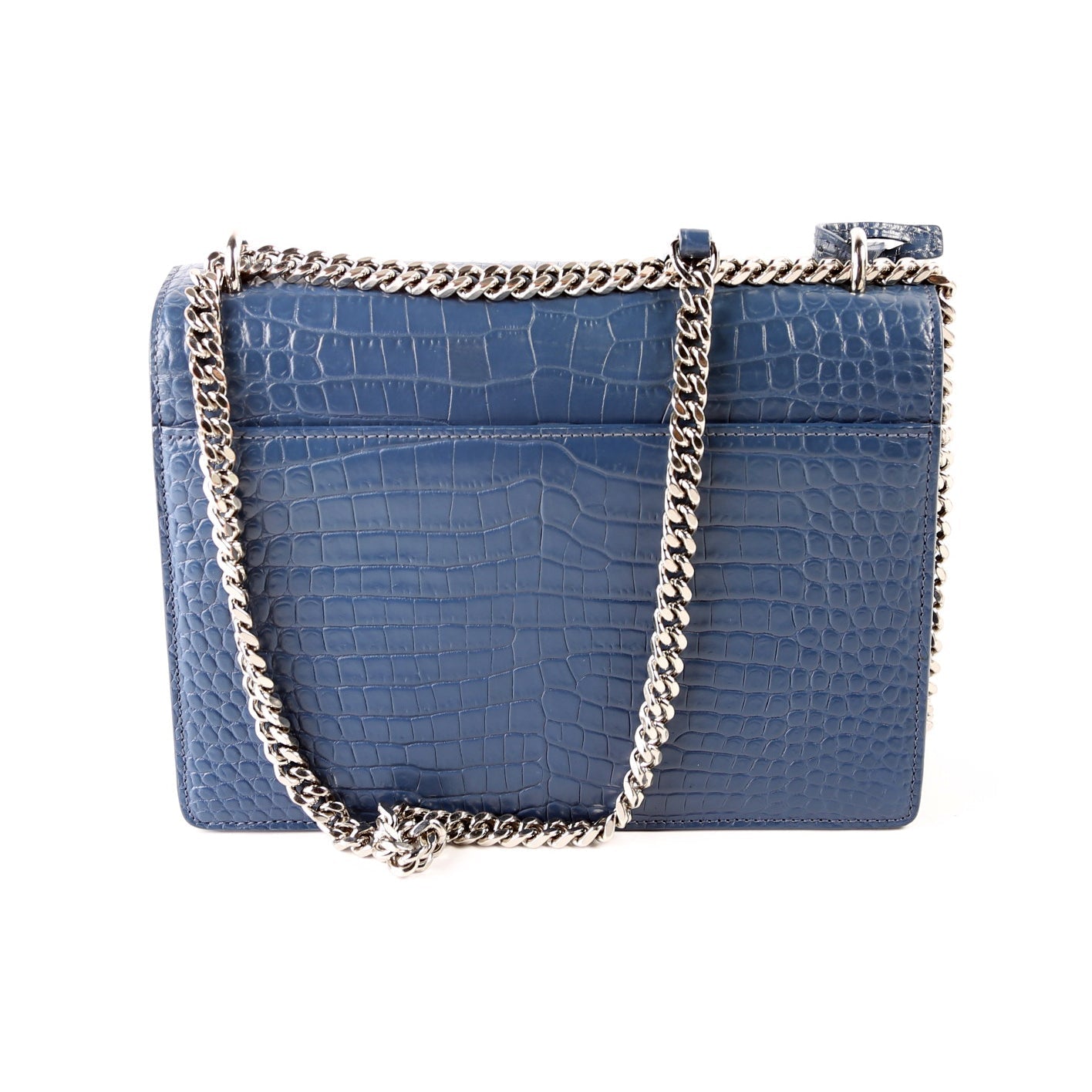 YSL Saint Laurent Saint Laurent Sunset Crocodile Embossed Bag Blue Medium Travel Bag