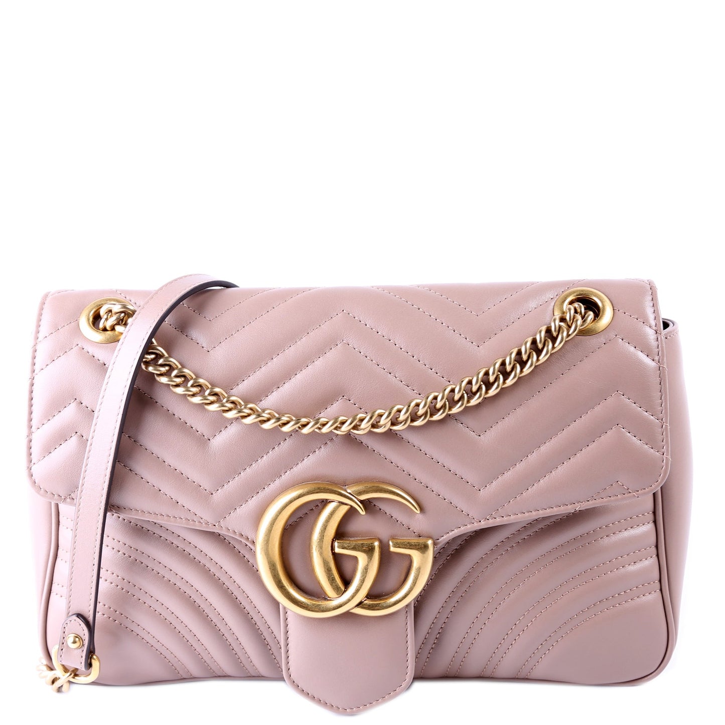Gucci Marmont Mauve Leather Medium Shoulder Bag