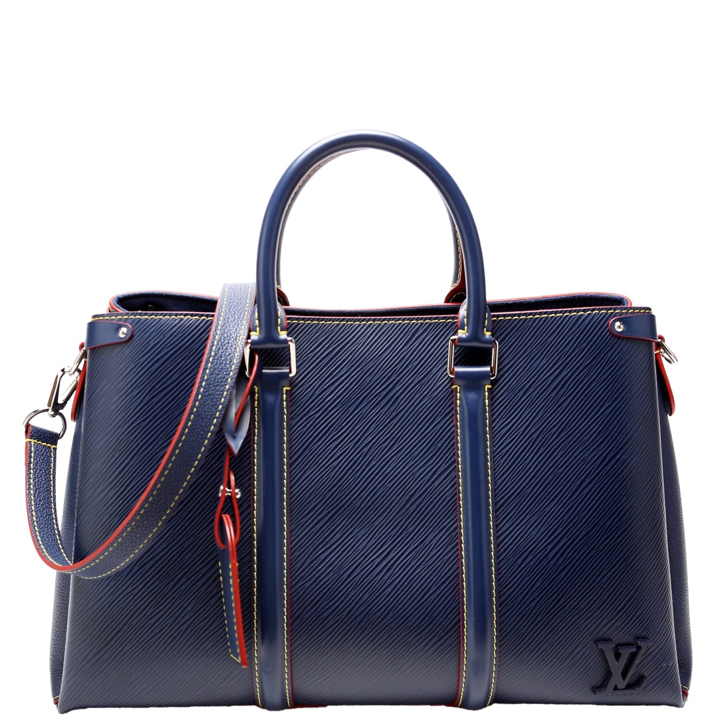 Louis Vuitton Soufflot Navy MM Epi Handbag